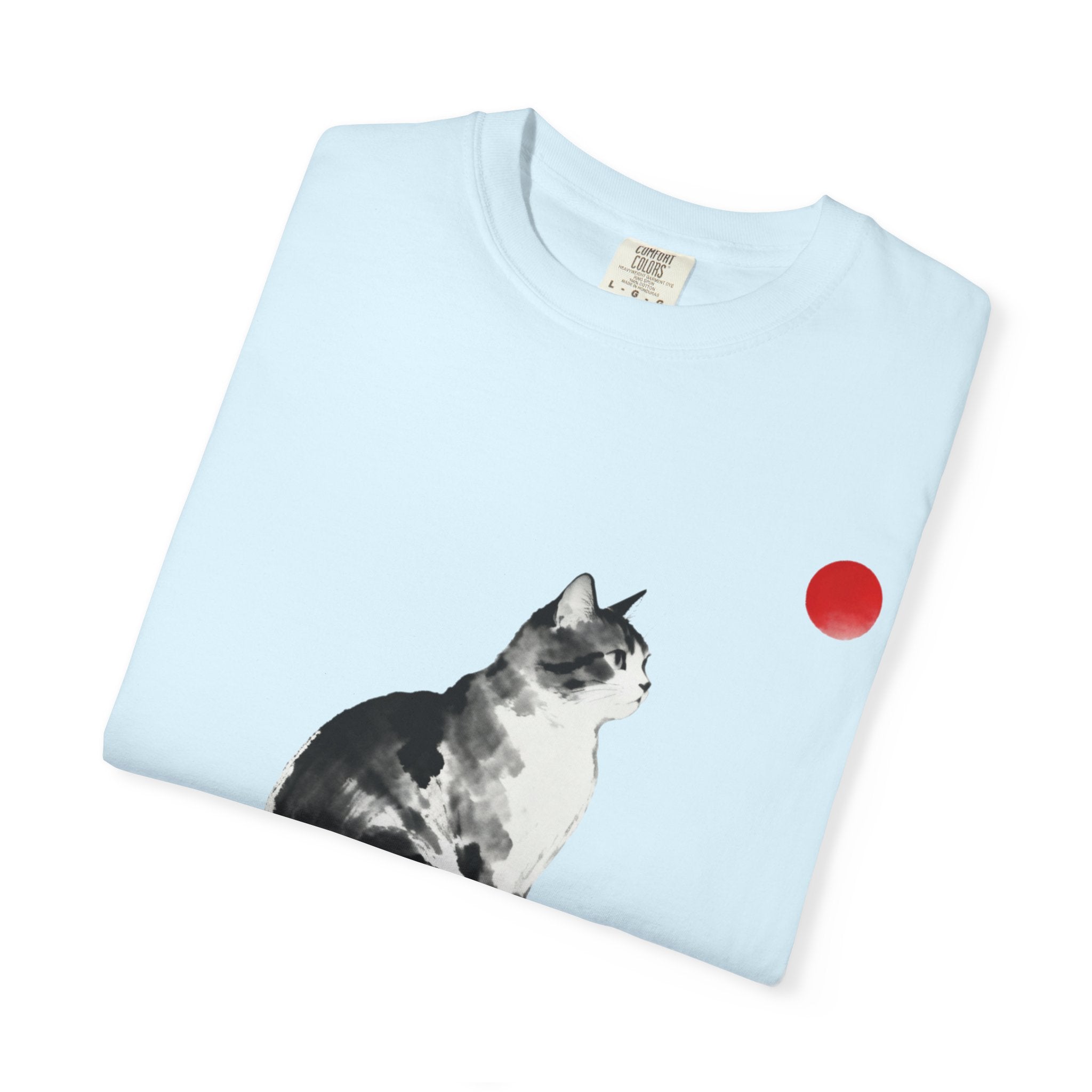 Sumi-e Tabby Cat T-Shirt — Minimalist Japanese Ink Wash Design