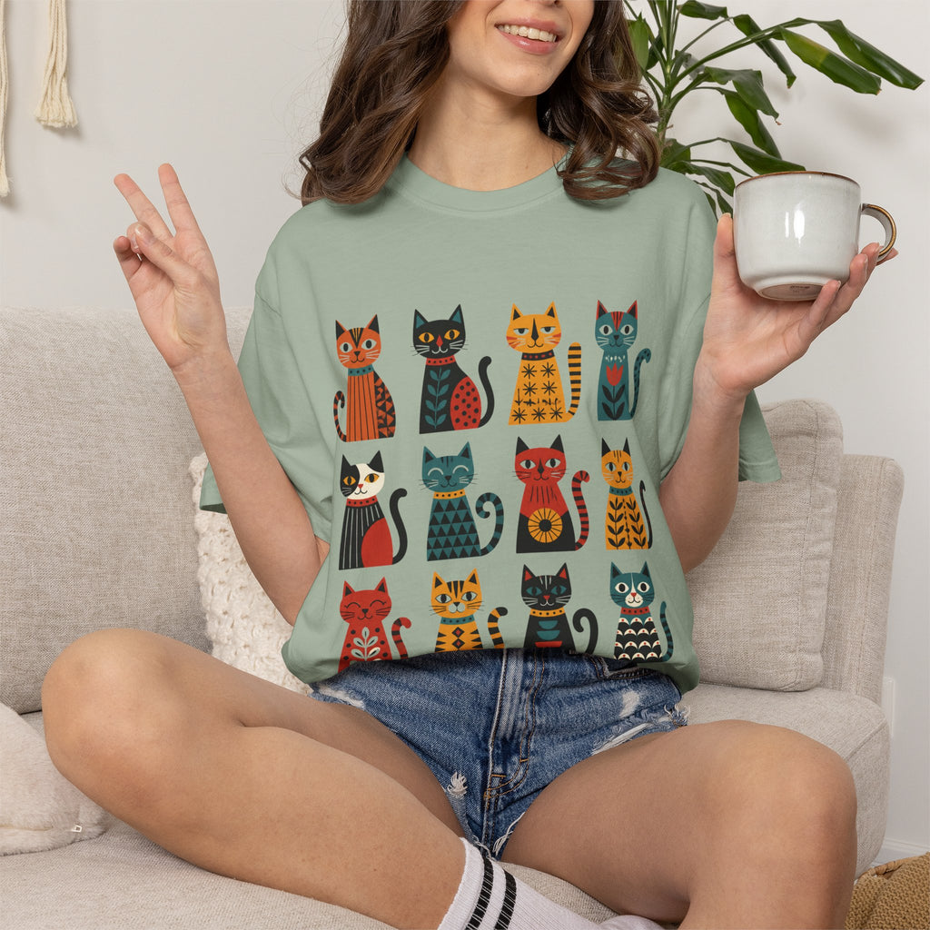 Nordic Folk Cats T-Shirt — 12 Scandinavian Patterned Cats