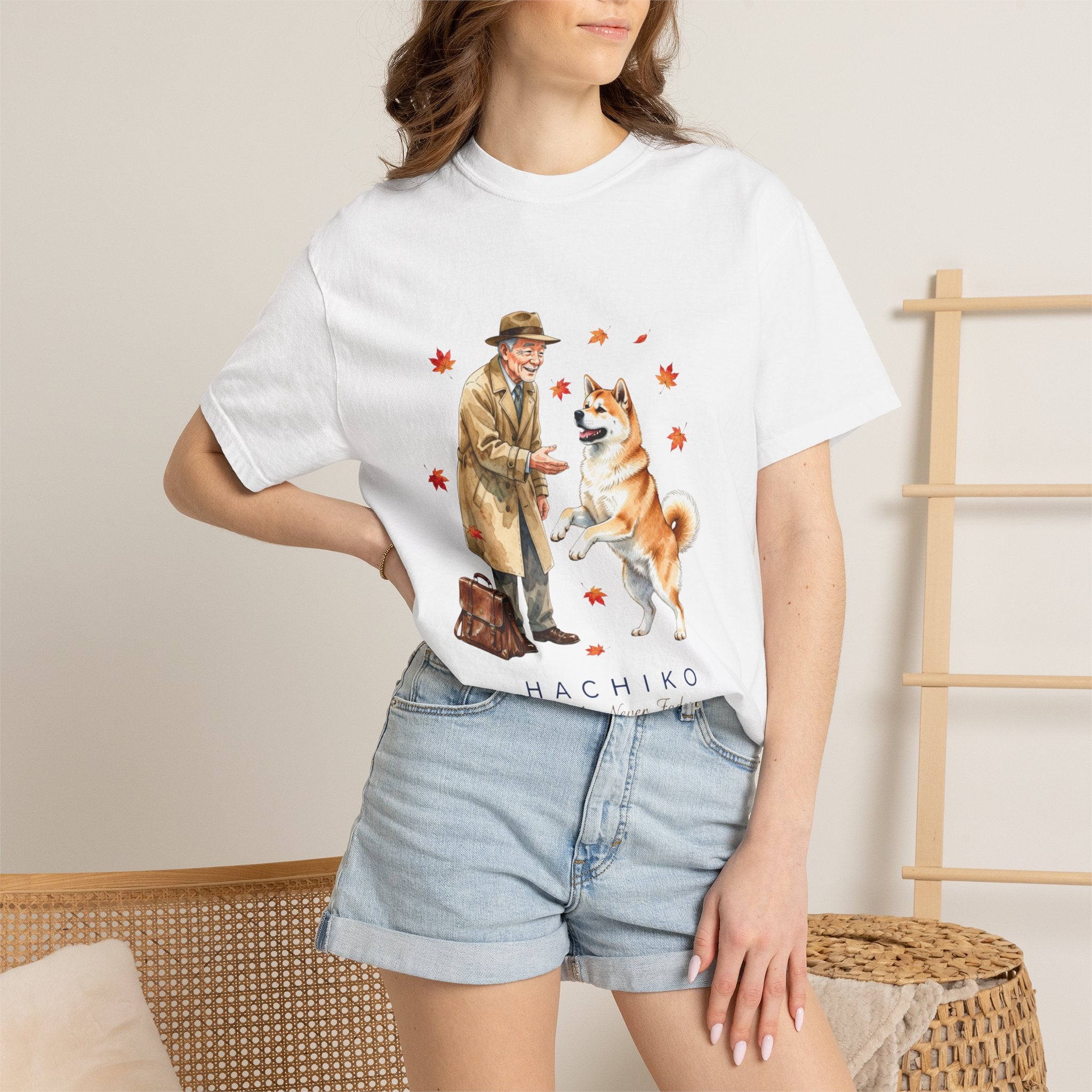 Hachiko Loyalty Tee — Heartwarming Dog & Old Man Illustration T-Shirt
