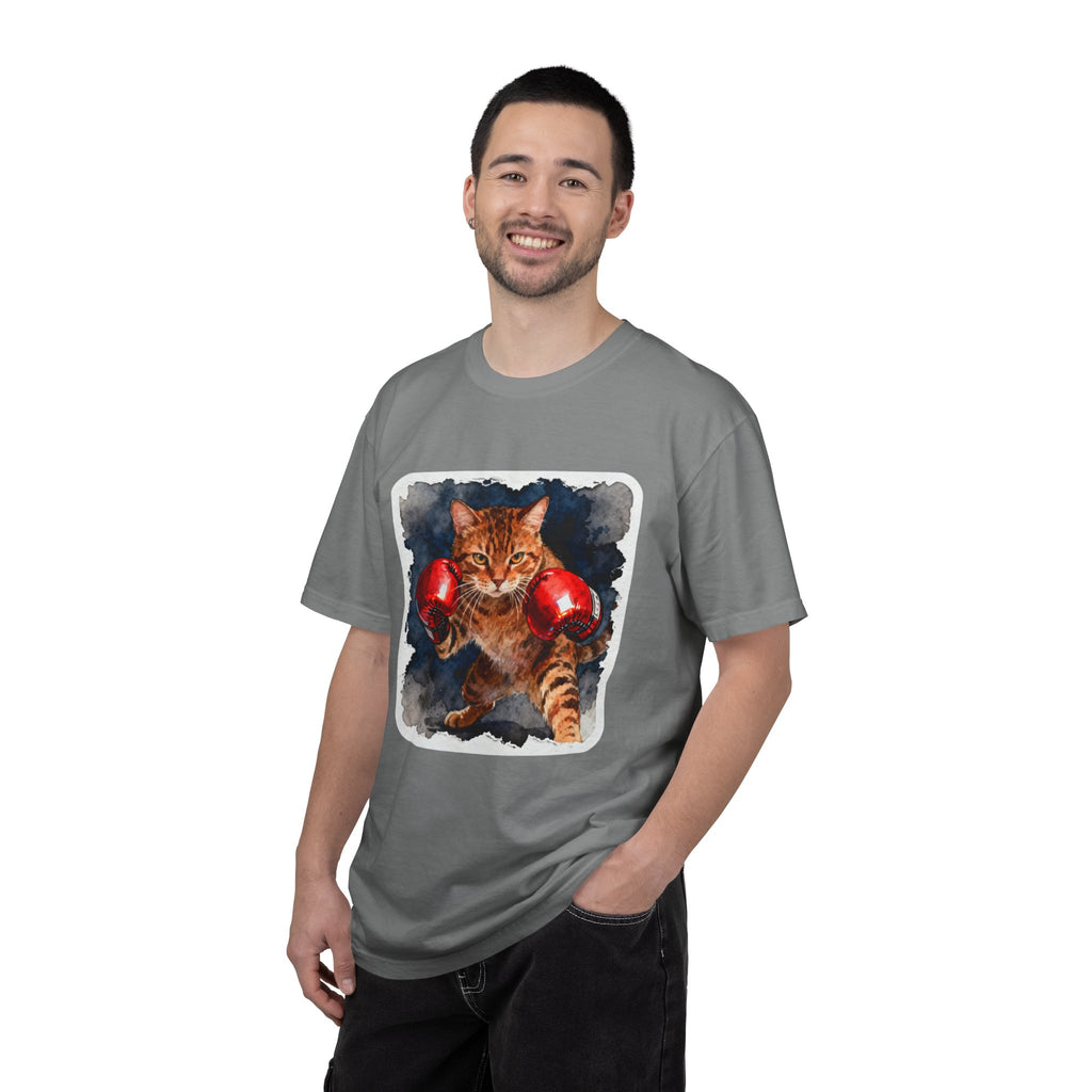 Orange Tabby Boxing Cat T-Shirt — Fierce Watercolor Cat in Red Gloves