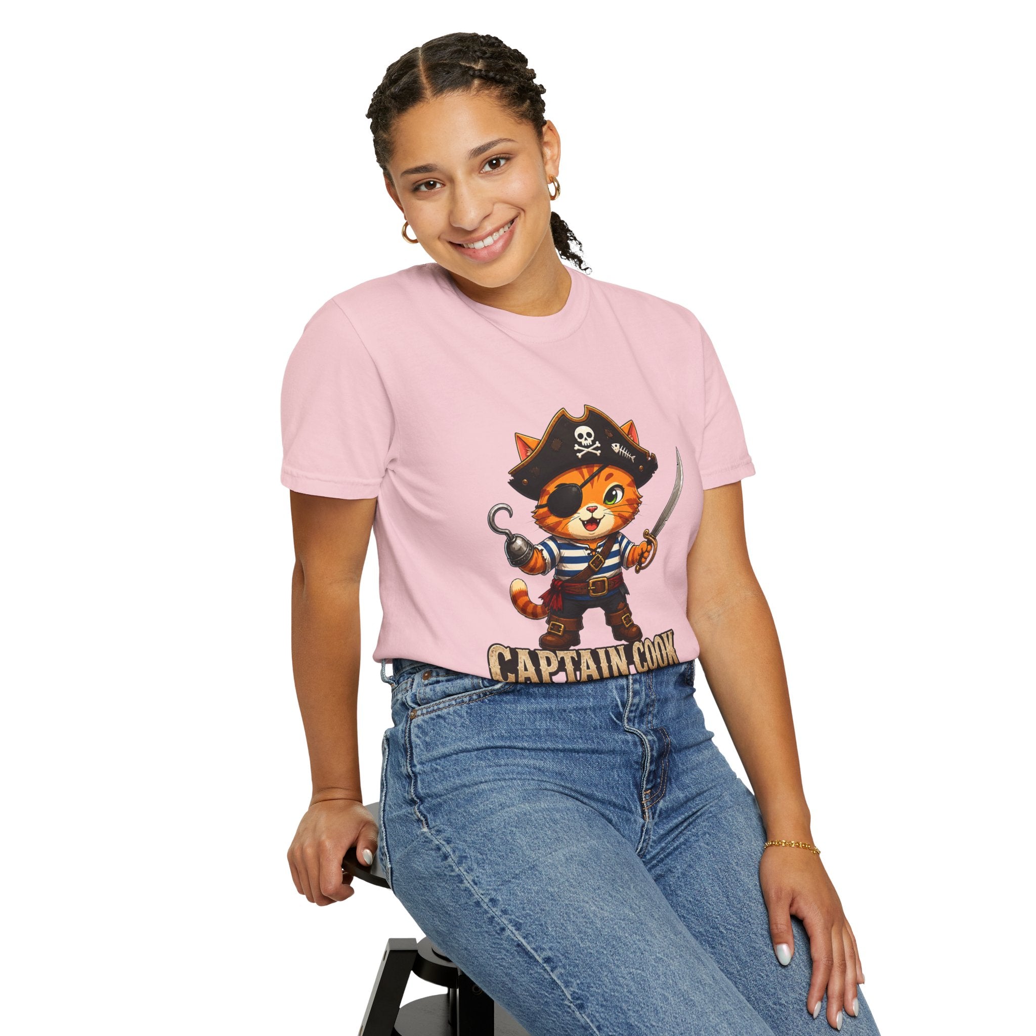 Captain Cook Pirate Cat T-Shirt — "Captain Cook: Looking for Trouble"