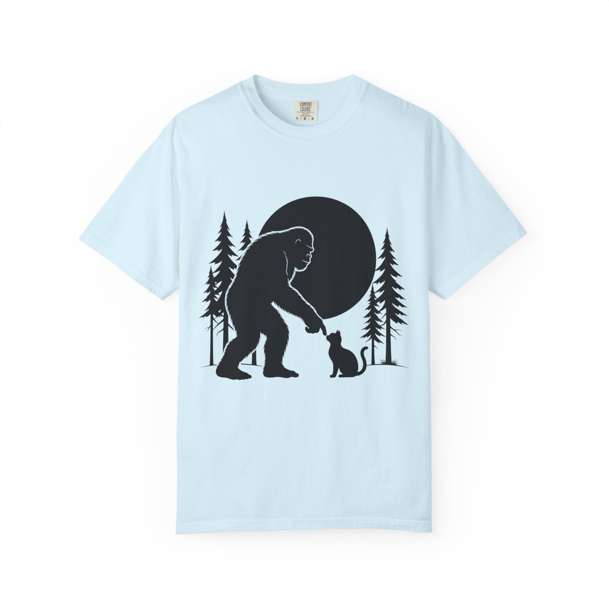 Bigfoot Boop T-Shirt — Minimal Sasquatch & Cat Silhouette Tee