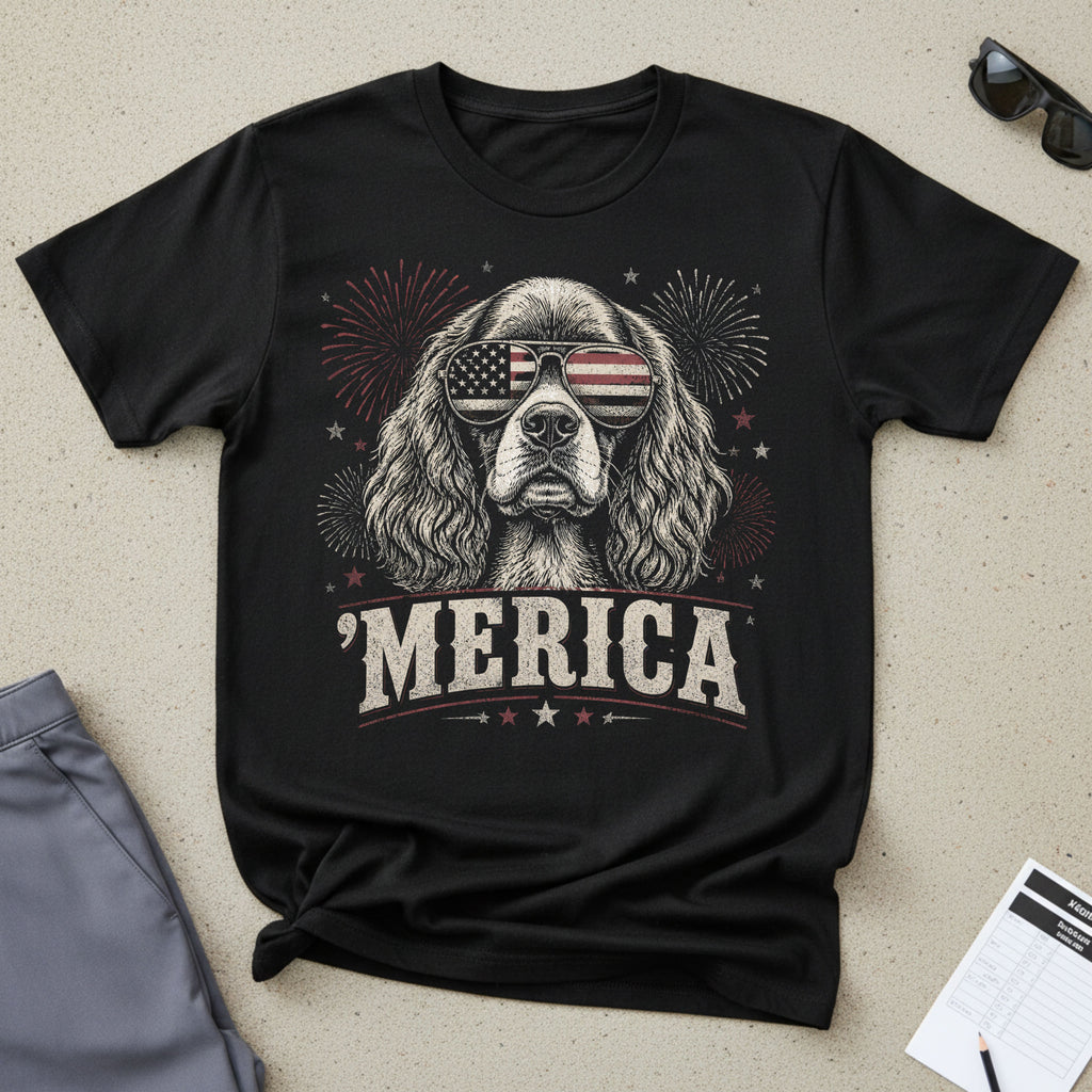 'MERICA Cocker Spaniel Aviator Sunglasses T-Shirt