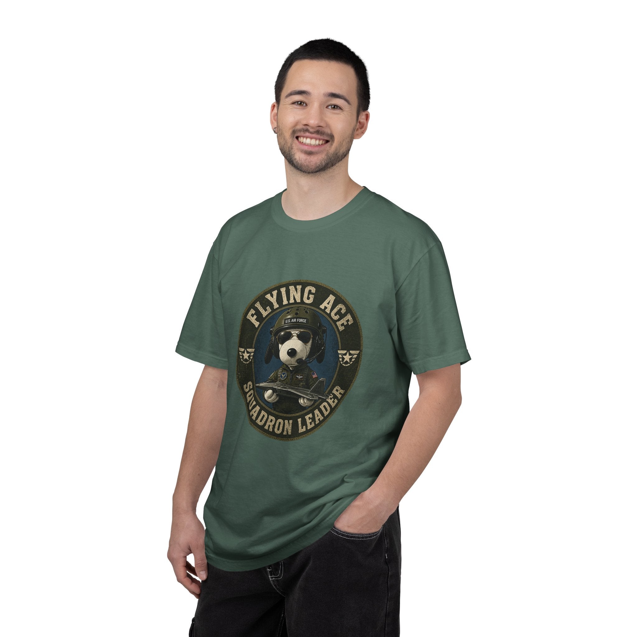 Flying Ace Squadron Leader T‑Shirt — Vintage Pilot Dog Graphic