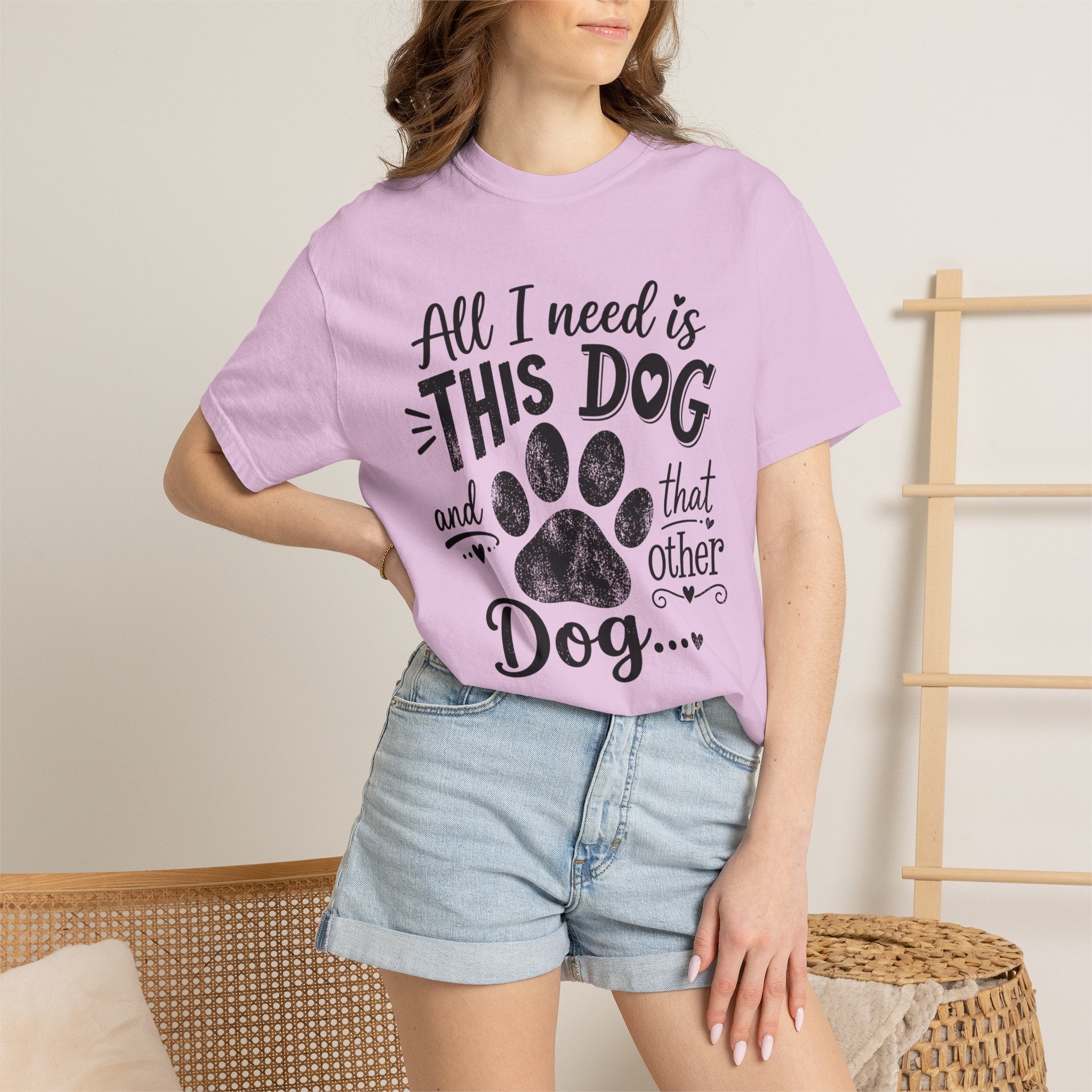 Dog Lover T‑Shirt — "All I Need Is This Dog and That Other Dog" with Paw Print