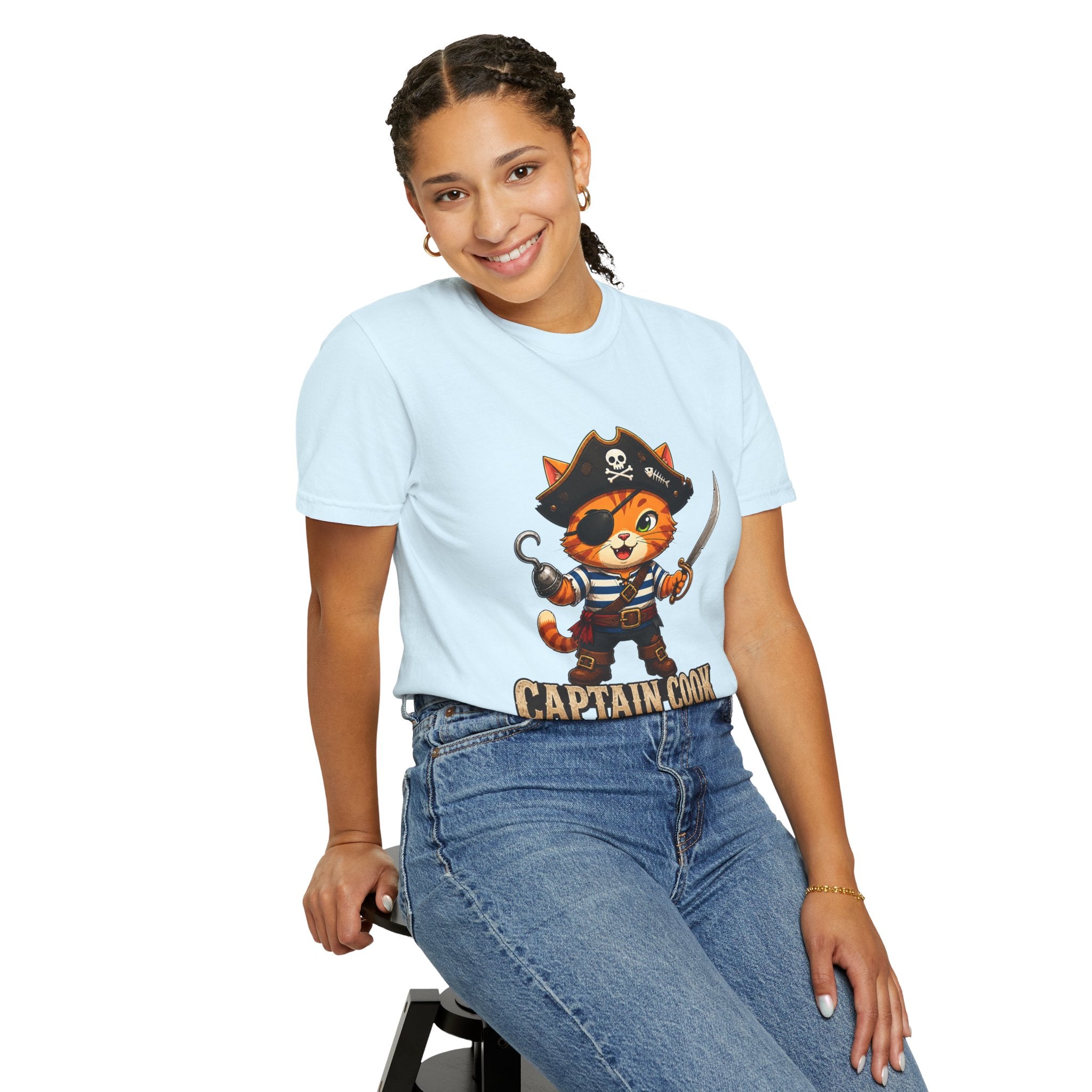 Captain Cook Pirate Cat T-Shirt — "Captain Cook: Looking for Trouble"