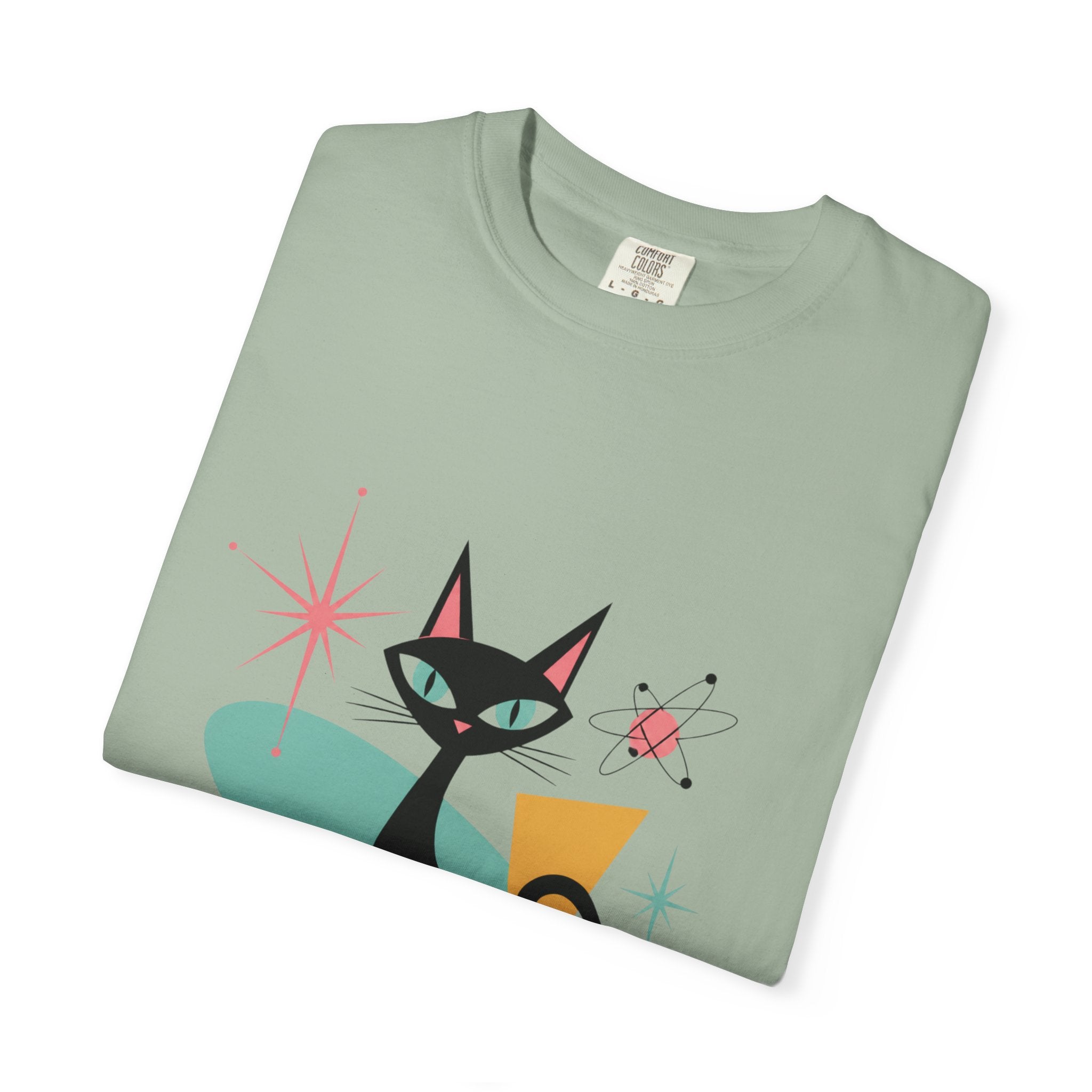 Retro Atomic Black Cat T-Shirt — 1950s Mid-Century Modern Graphic