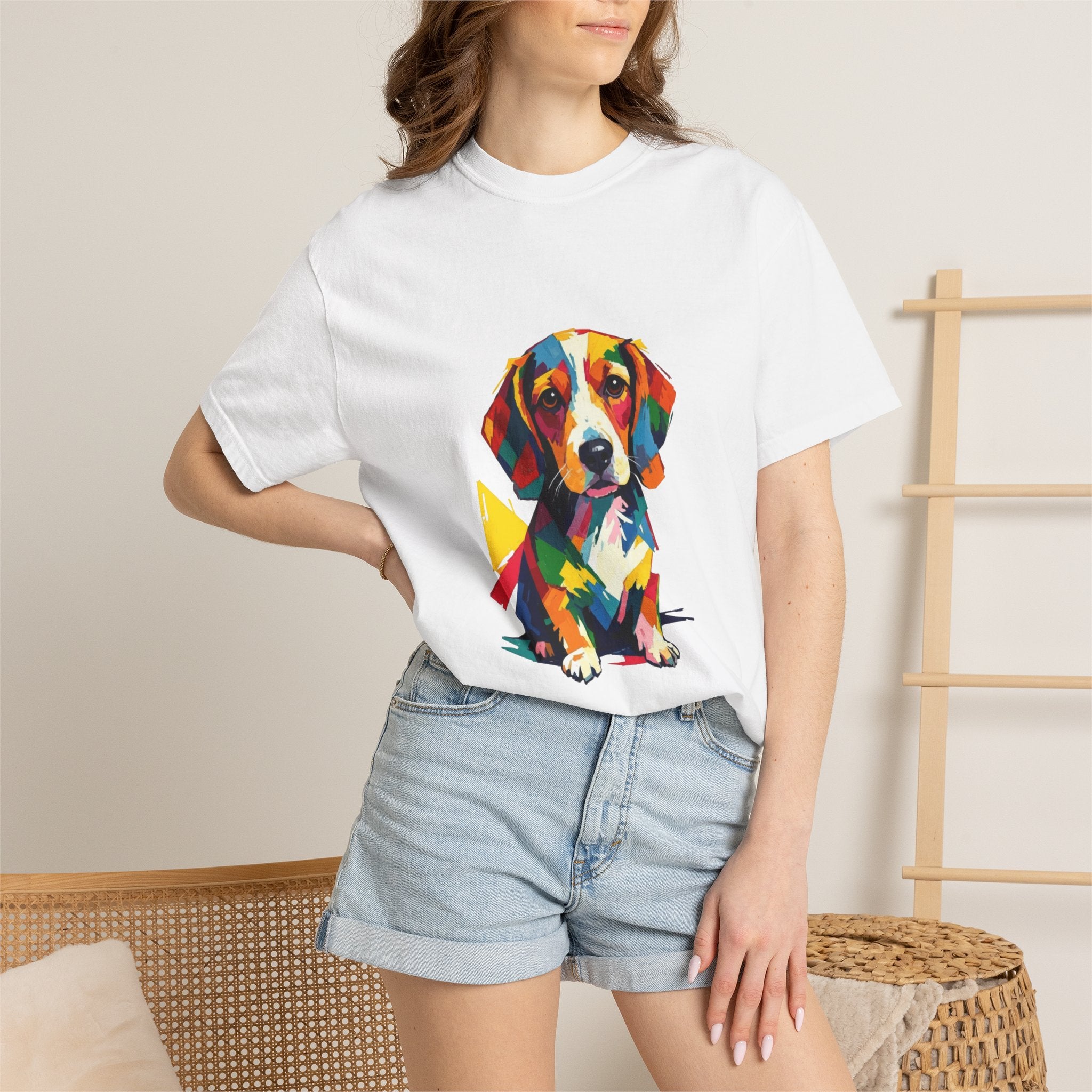 Beagle Pop Art T-Shirt — Colorful Mosaic Hound Puppy Graphic
