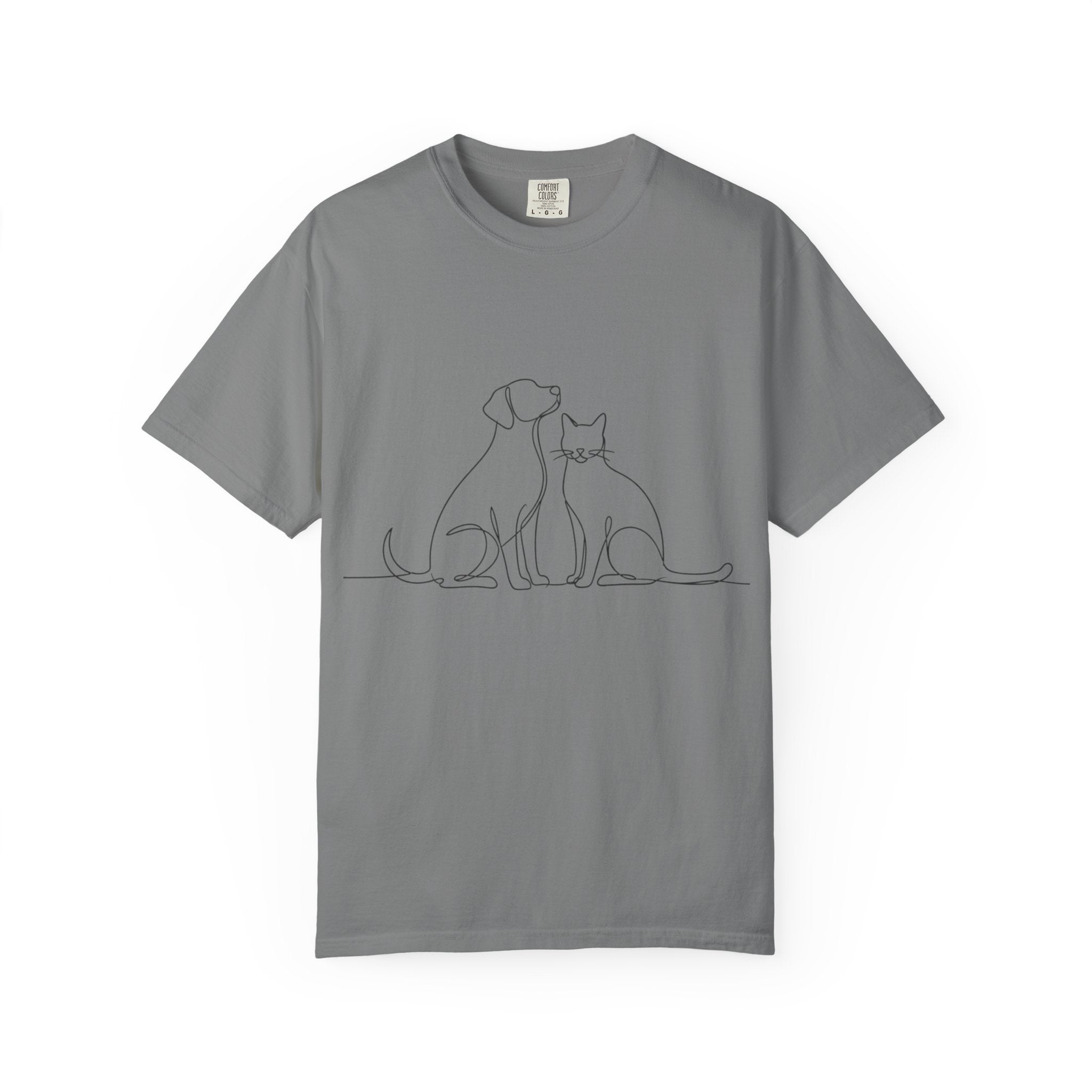 Minimal Single-Line Dog & Cat T-Shirt — Scandinavian Minimalist Pet Art