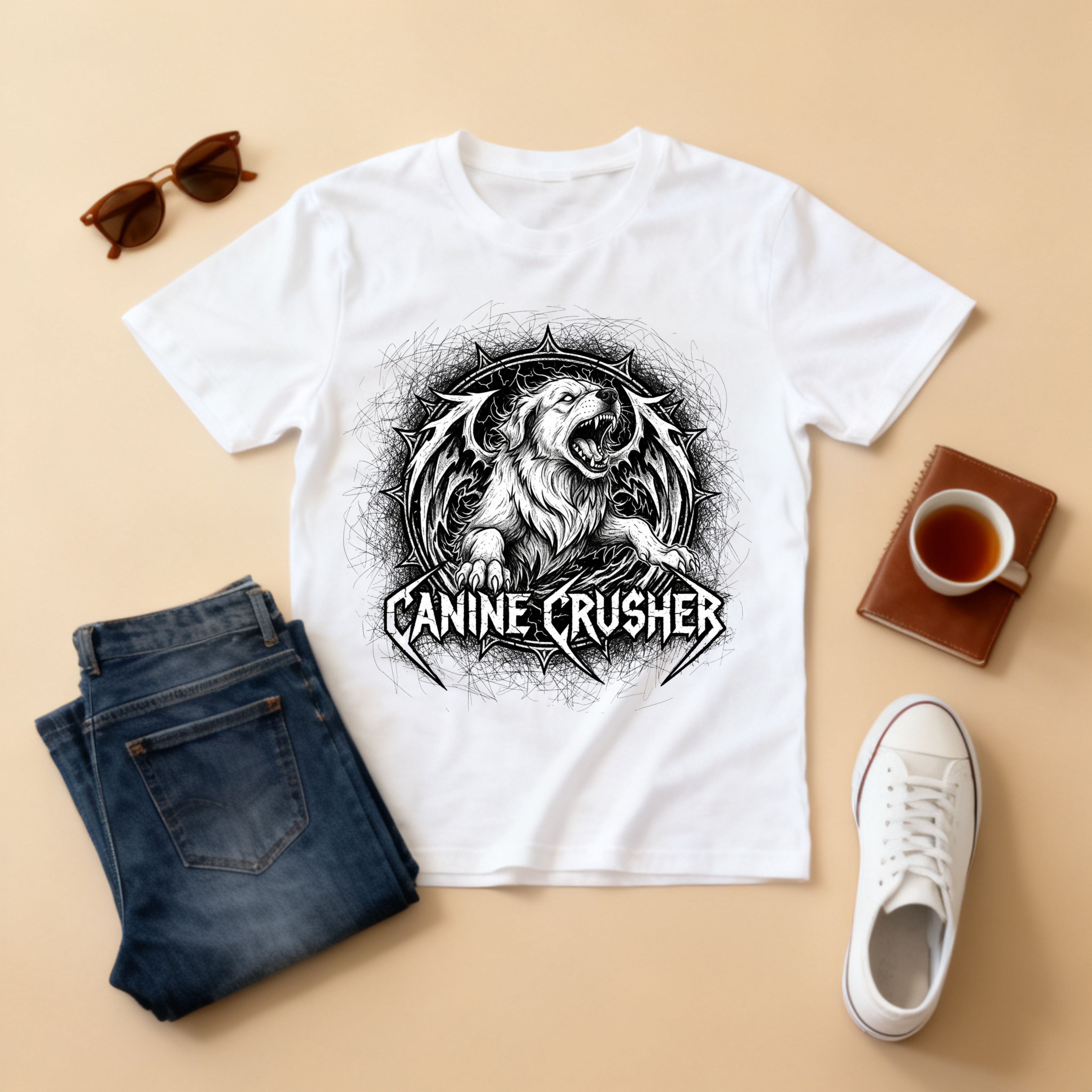 The "Canine Crusher" Heavy Metal Thrash Dog Tee