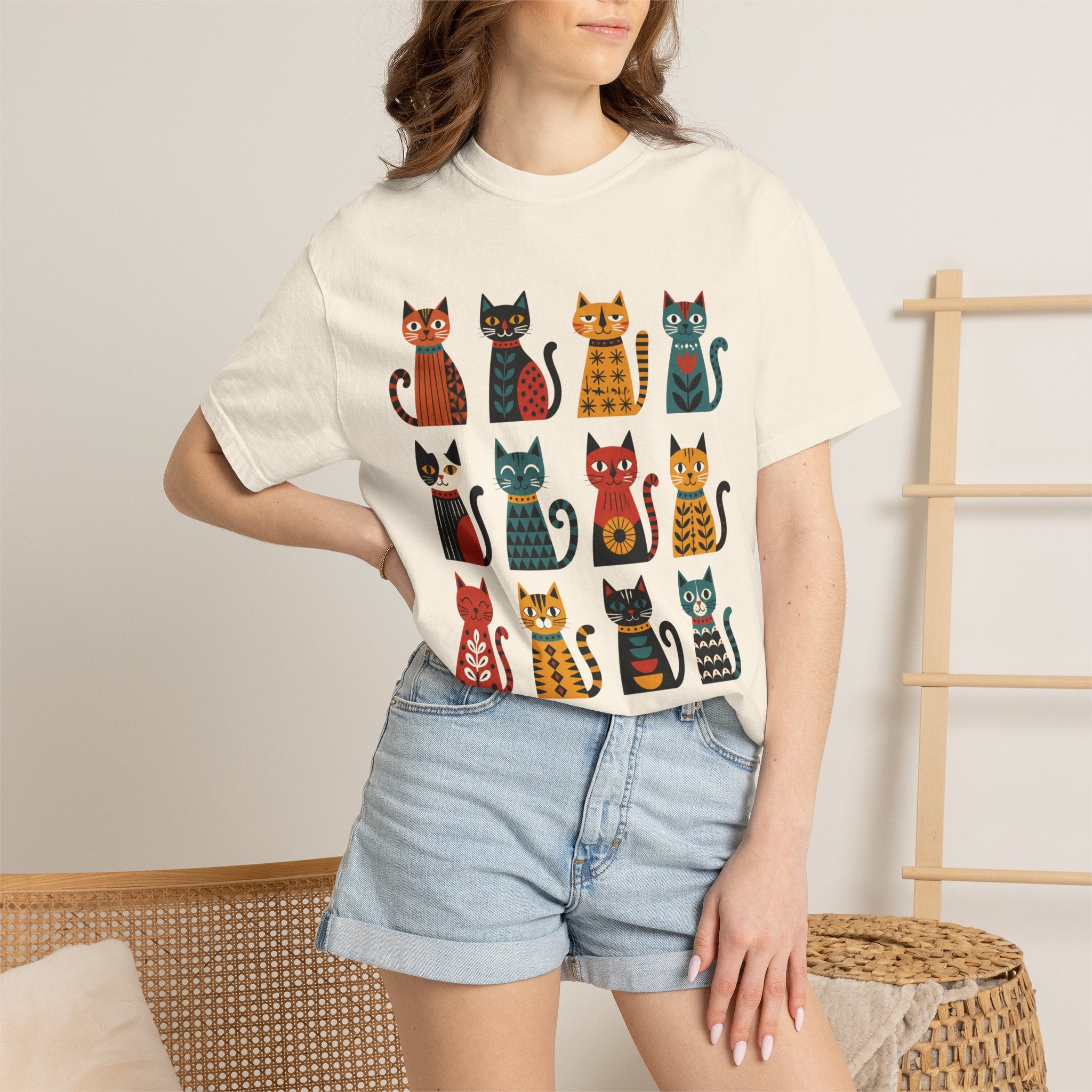 Nordic Folk Cats T-Shirt — 12 Scandinavian Patterned Cats