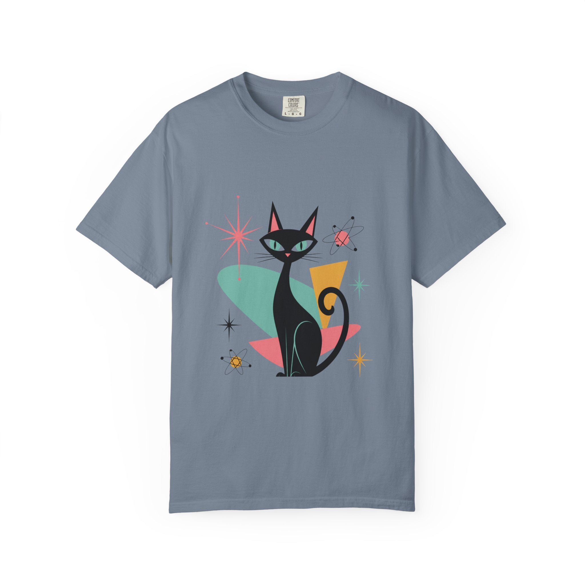 Retro Atomic Black Cat T-Shirt — 1950s Mid-Century Modern Graphic
