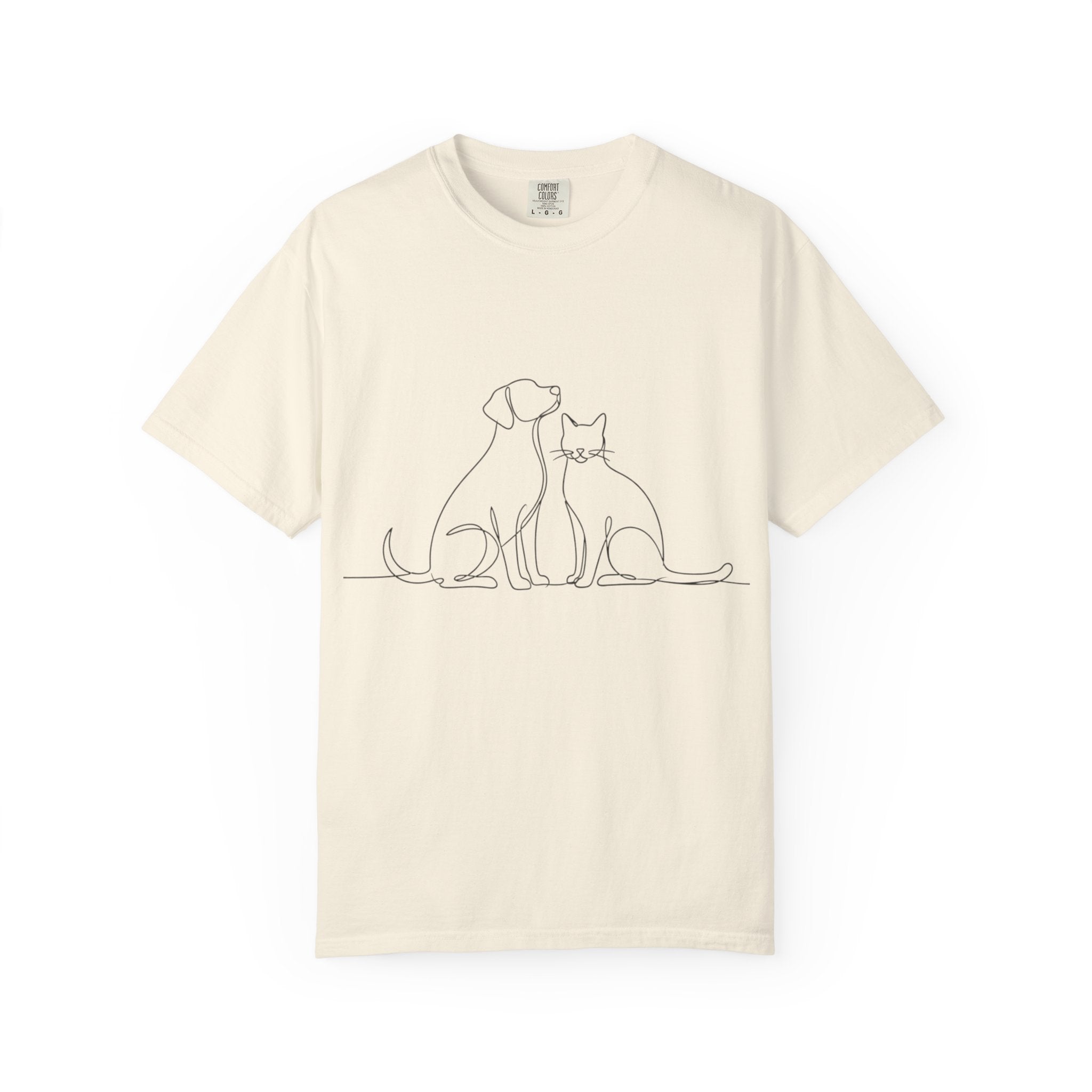 Minimal Single-Line Dog & Cat T-Shirt — Scandinavian Minimalist Pet Art