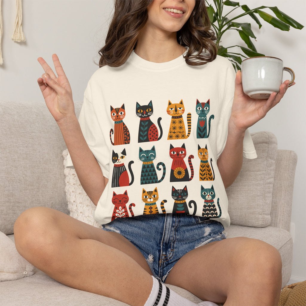 Nordic Folk Cats T-Shirt — 12 Scandinavian Patterned Cats