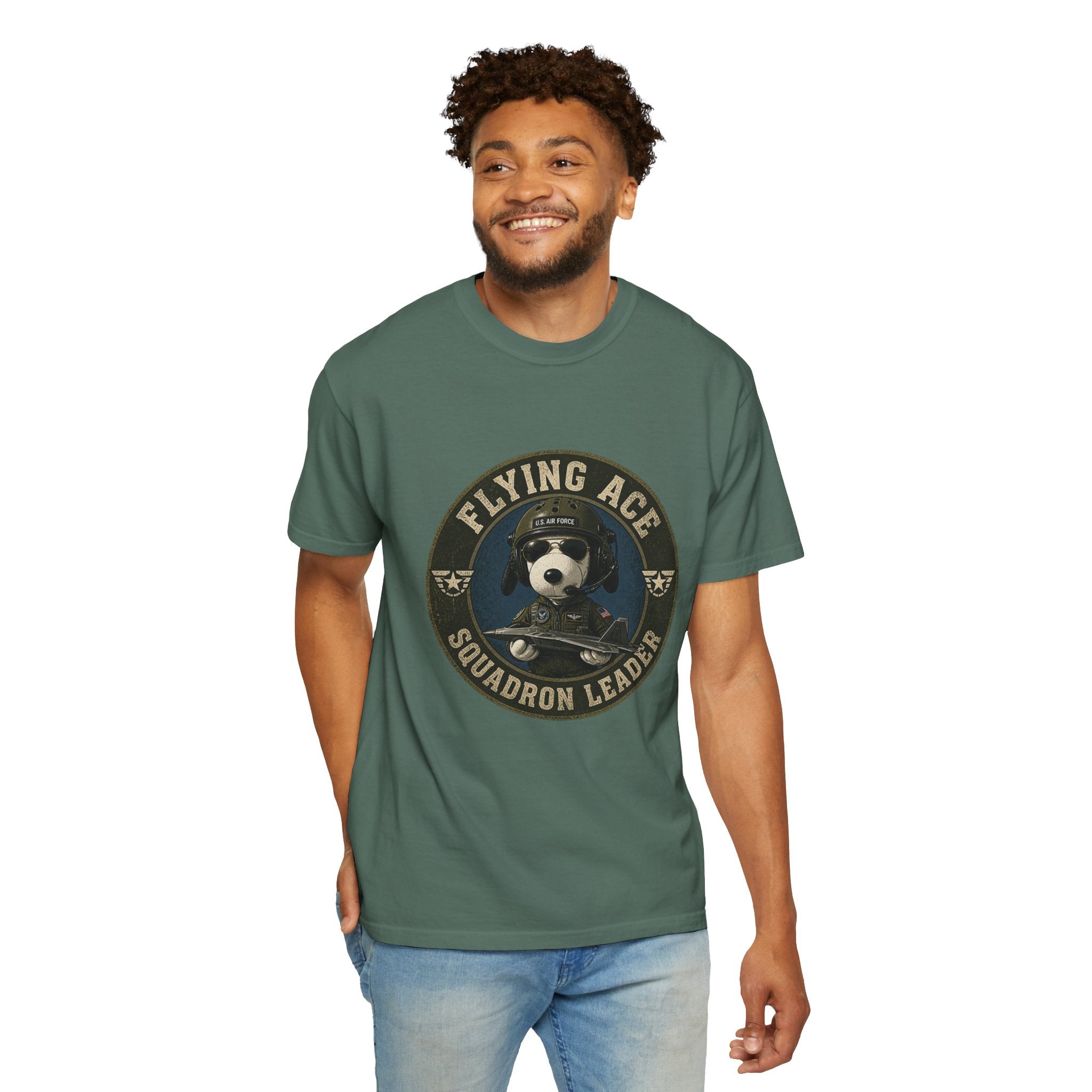 Flying Ace Squadron Leader T‑Shirt — Vintage Pilot Dog Graphic