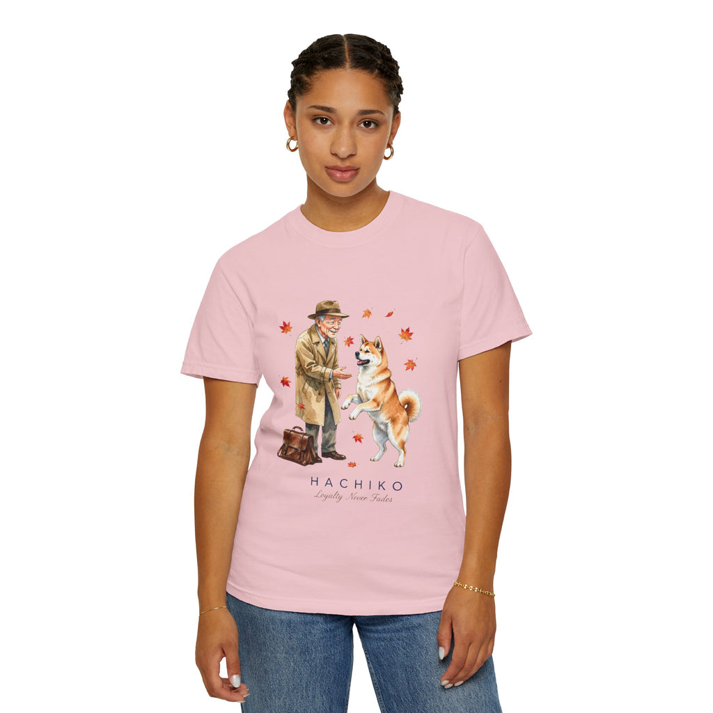 Hachiko Loyalty Tee — Heartwarming Dog & Old Man Illustration T-Shirt