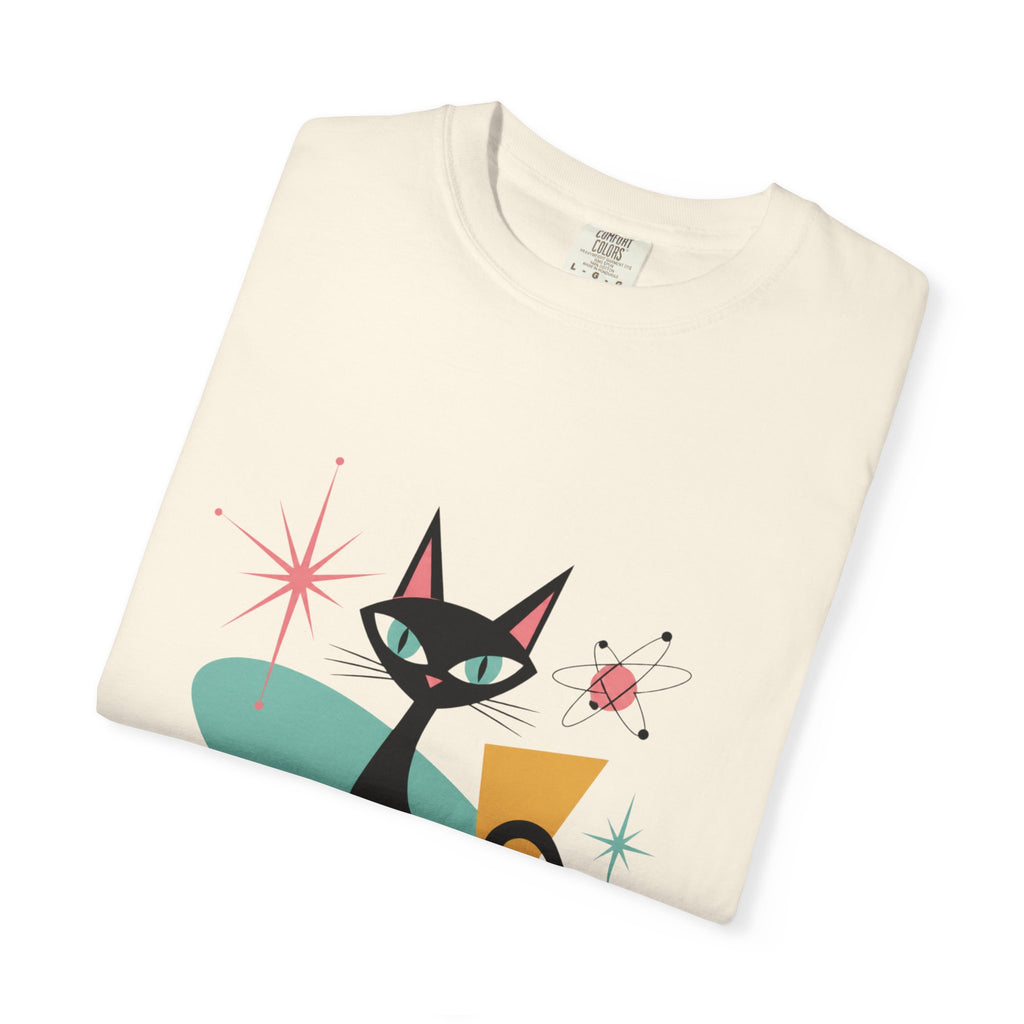 Retro Atomic Black Cat T-Shirt — 1950s Mid-Century Modern Graphic