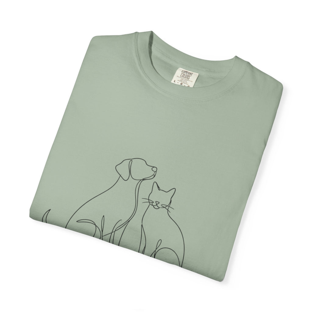 Minimal Single-Line Dog & Cat T-Shirt — Scandinavian Minimalist Pet Art