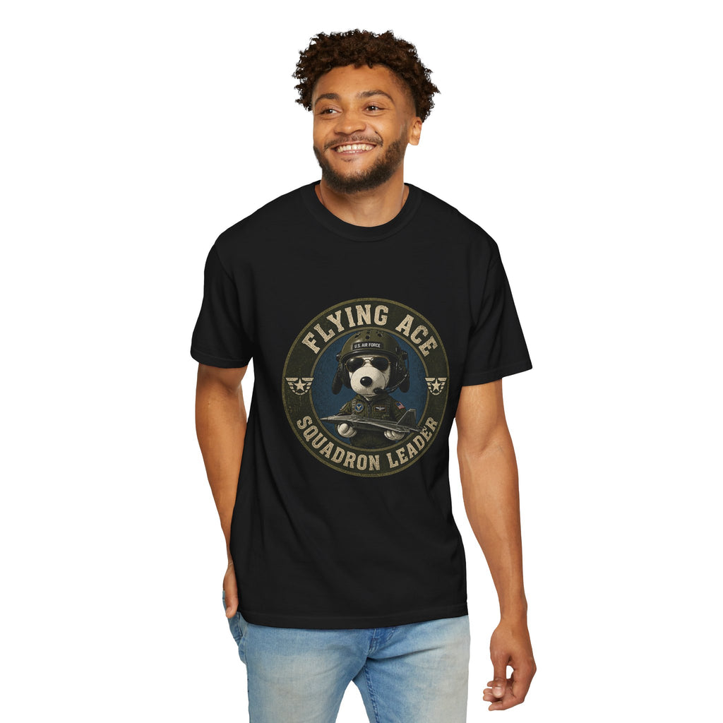 Flying Ace Squadron Leader T‑Shirt — Vintage Pilot Dog Graphic