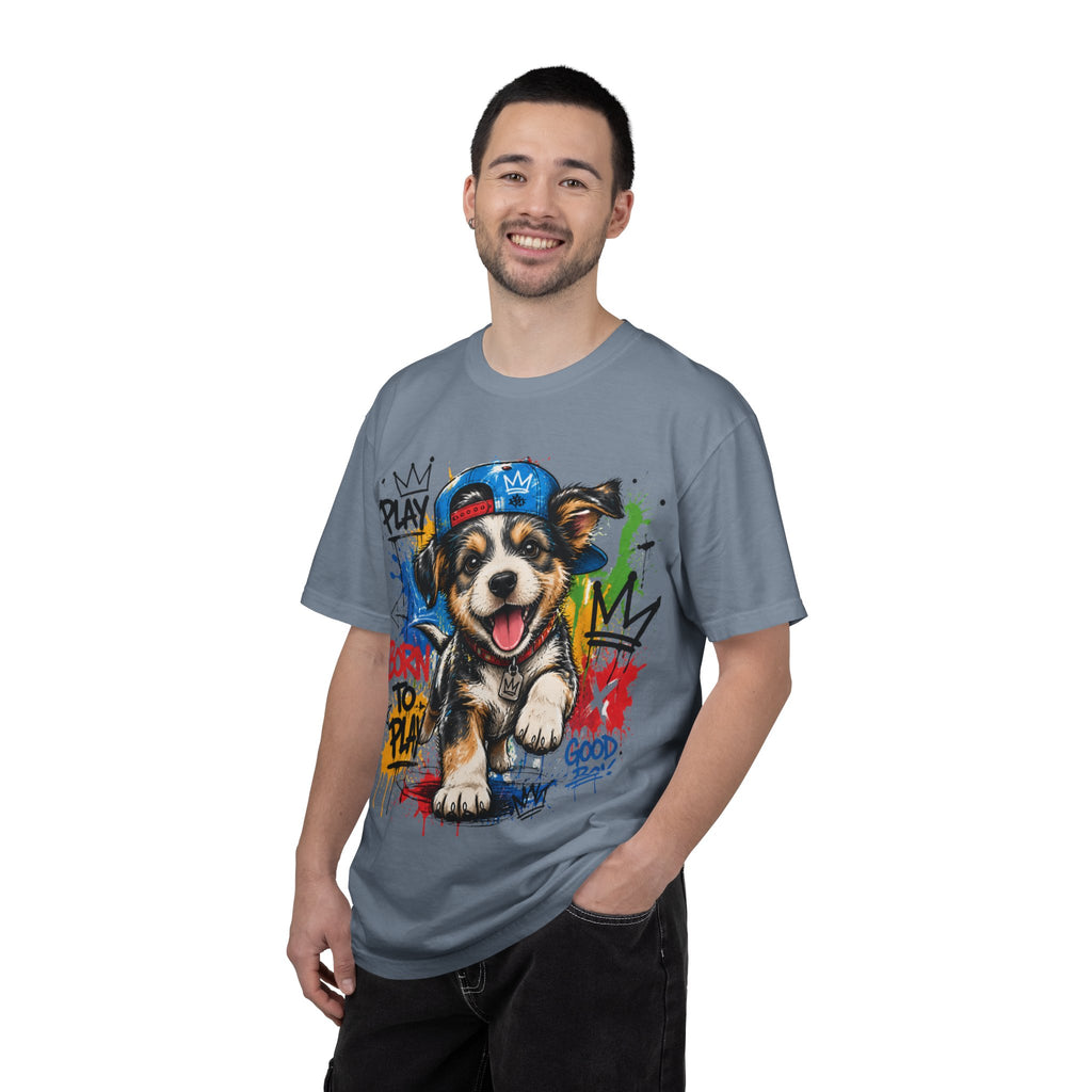 Puppy Graffiti T-Shirt – "Born to Play" Cute Good Boy Tee