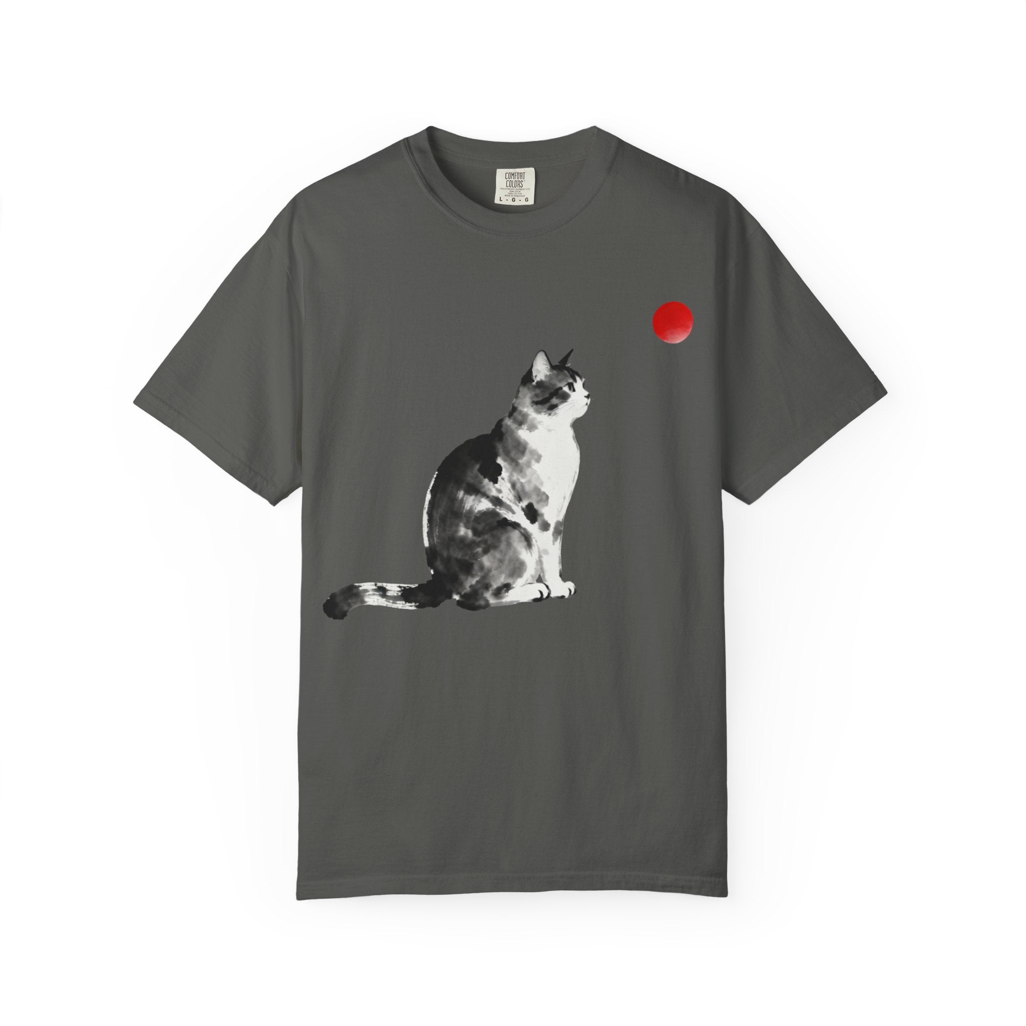 Sumi-e Tabby Cat T-Shirt — Minimalist Japanese Ink Wash Design