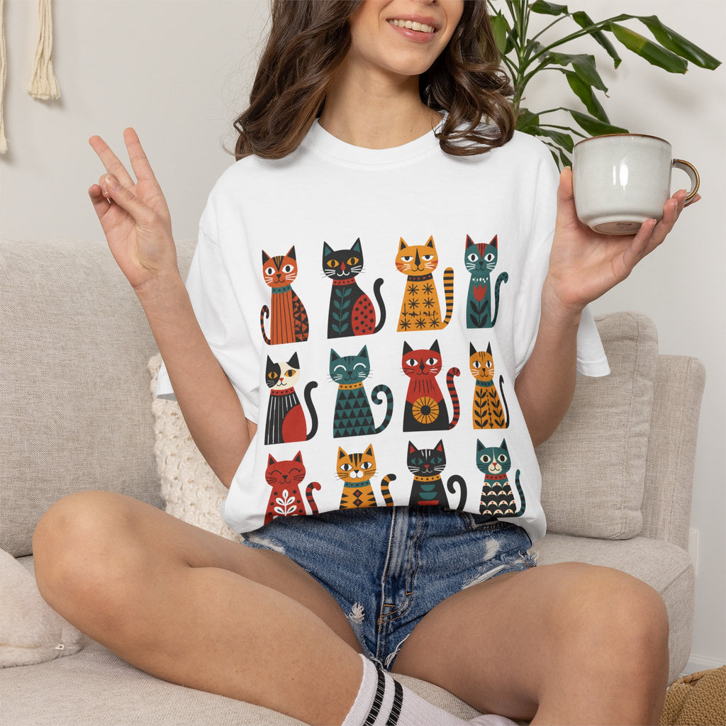 Nordic Folk Cats T-Shirt — 12 Scandinavian Patterned Cats