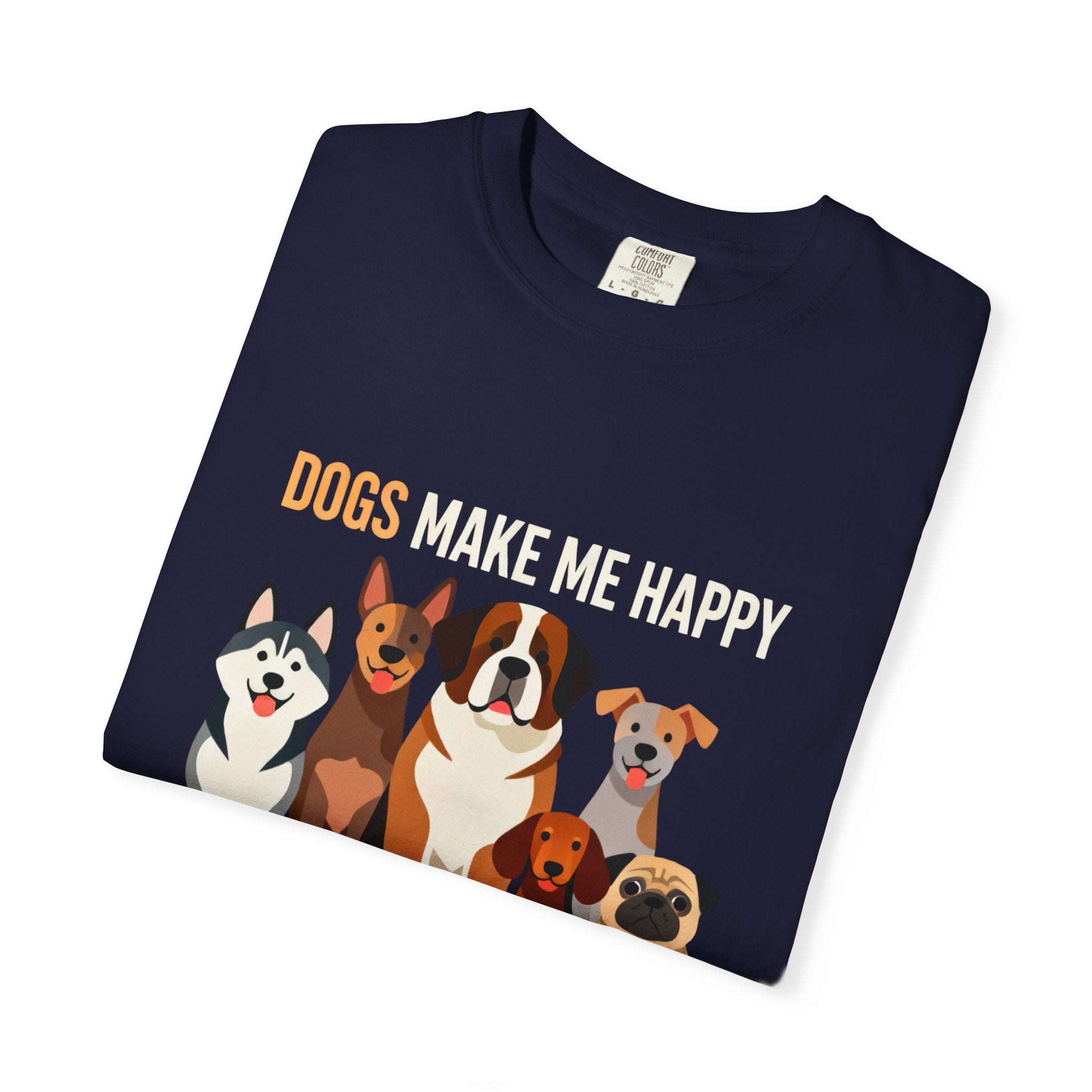 Dogs Make Me Happy T-Shirt — Cute Cartoon Dogs Graphic Tee