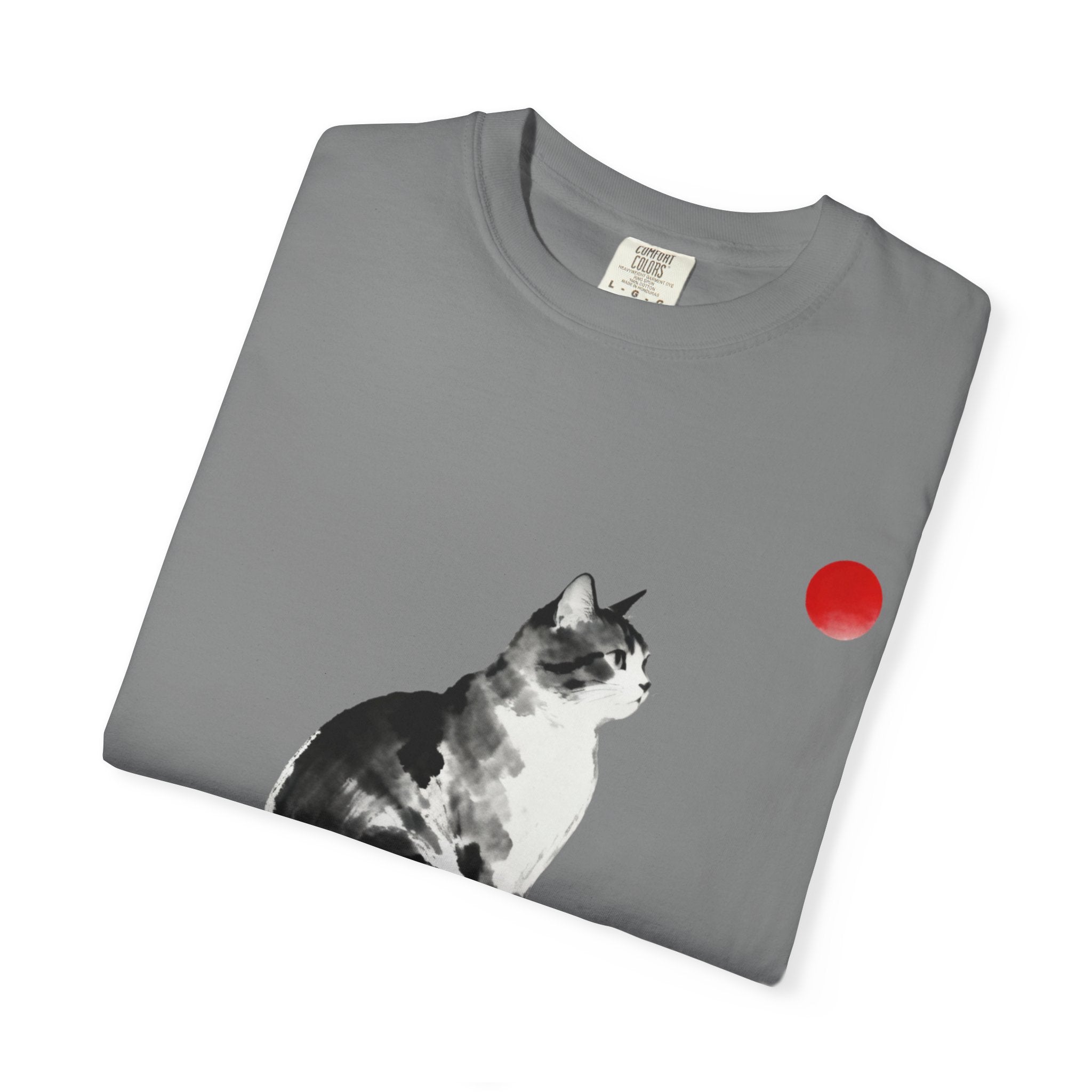 Sumi-e Tabby Cat T-Shirt — Minimalist Japanese Ink Wash Design