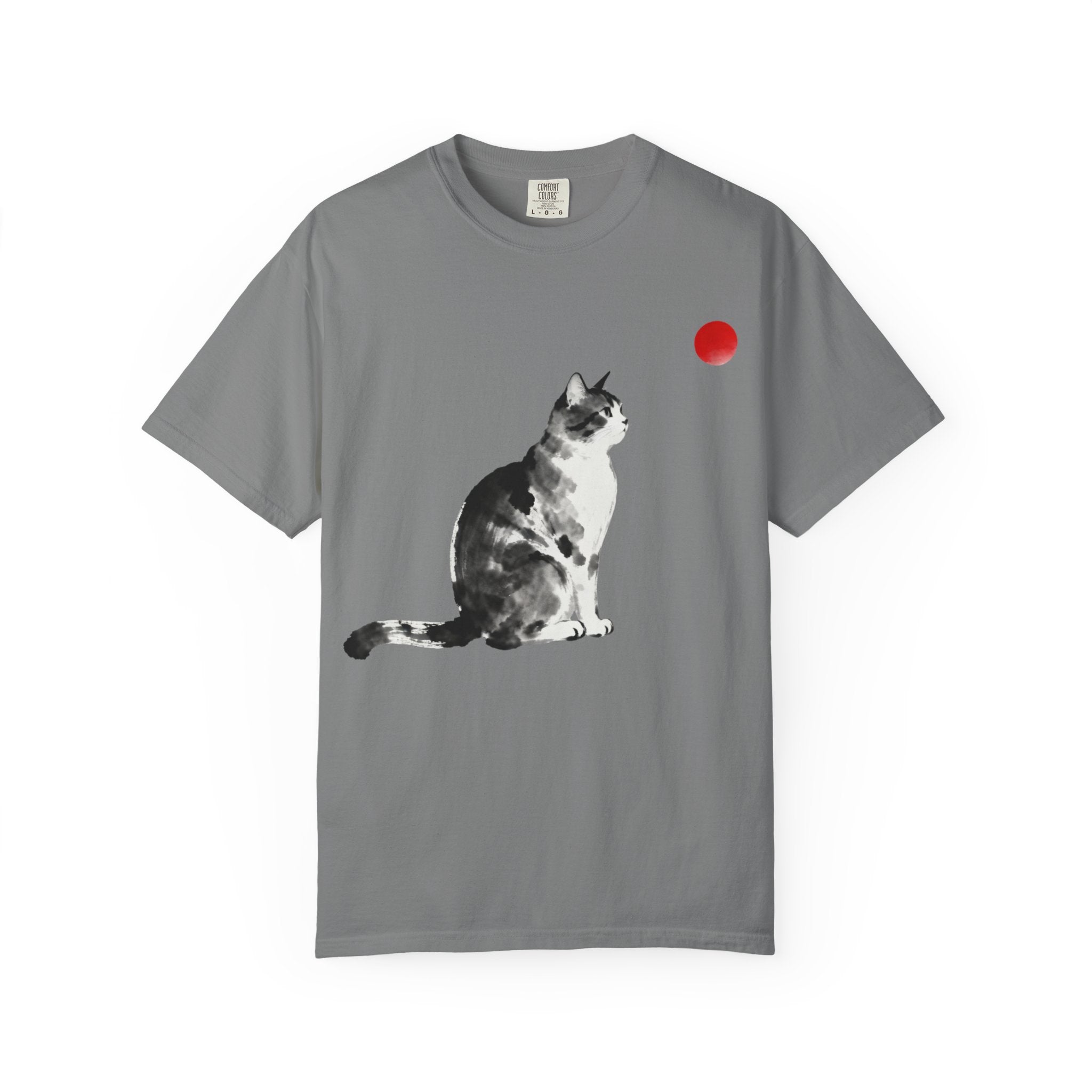 Sumi-e Tabby Cat T-Shirt — Minimalist Japanese Ink Wash Design
