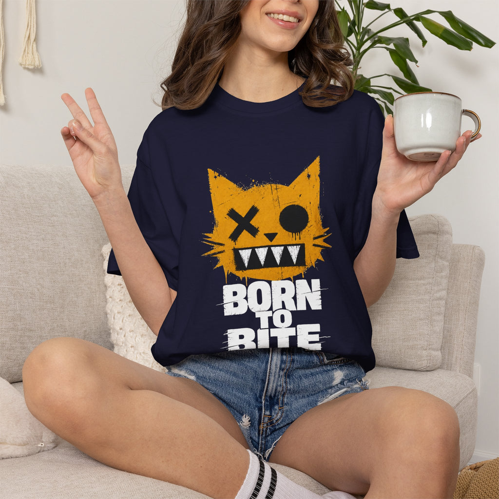 Born to Bite Cat T-Shirt — Graphic Halloween Horror Tee