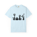 Funny Quirky Black Cats T-Shirt — Minimal Silhouette Cartoon Cat Tee