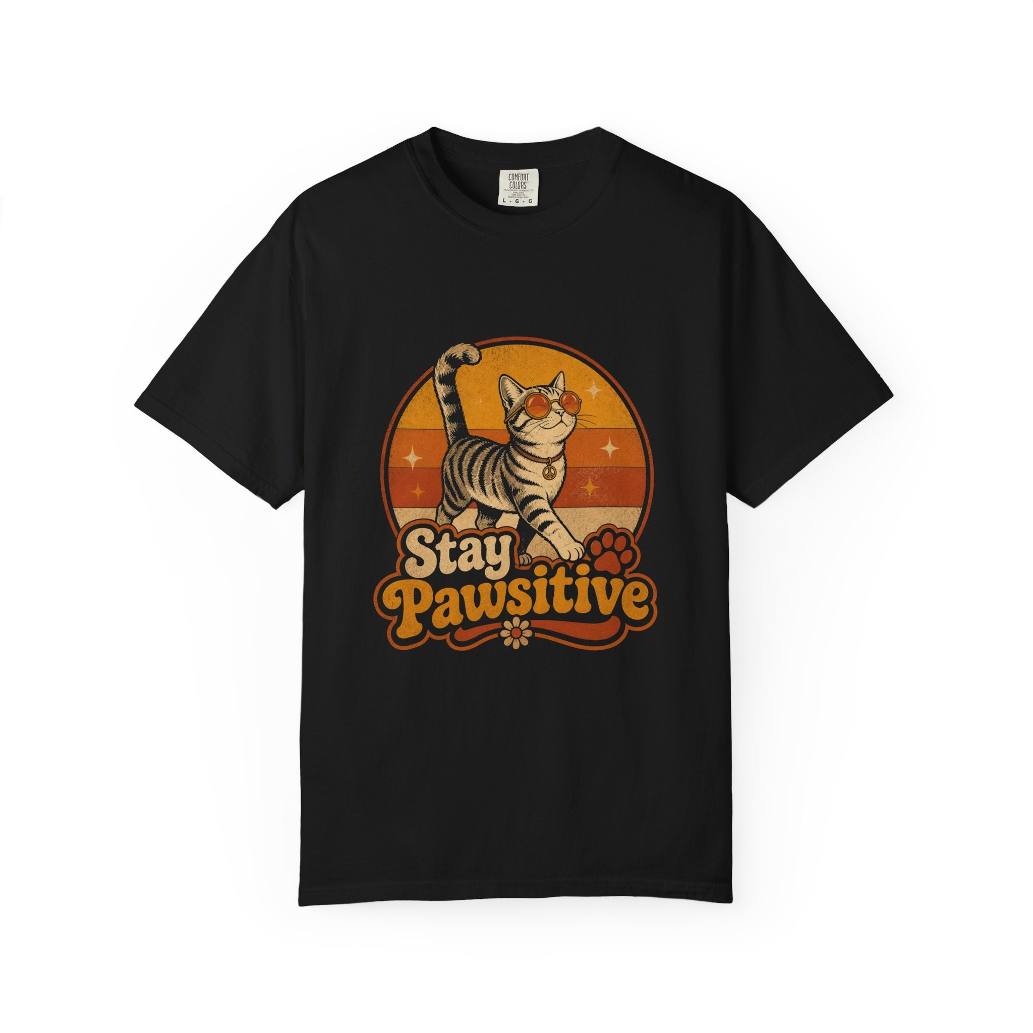Stay Pawsitive Retro Cat T-Shirt