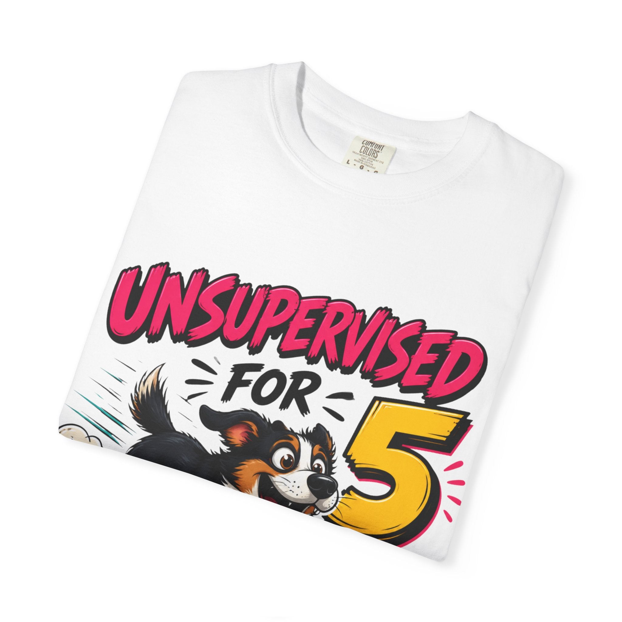 UNSUPERVISED FOR 5 SECONDS Bernese Mountain Dog T-Shirt — 90s Cartoon Puppy Design