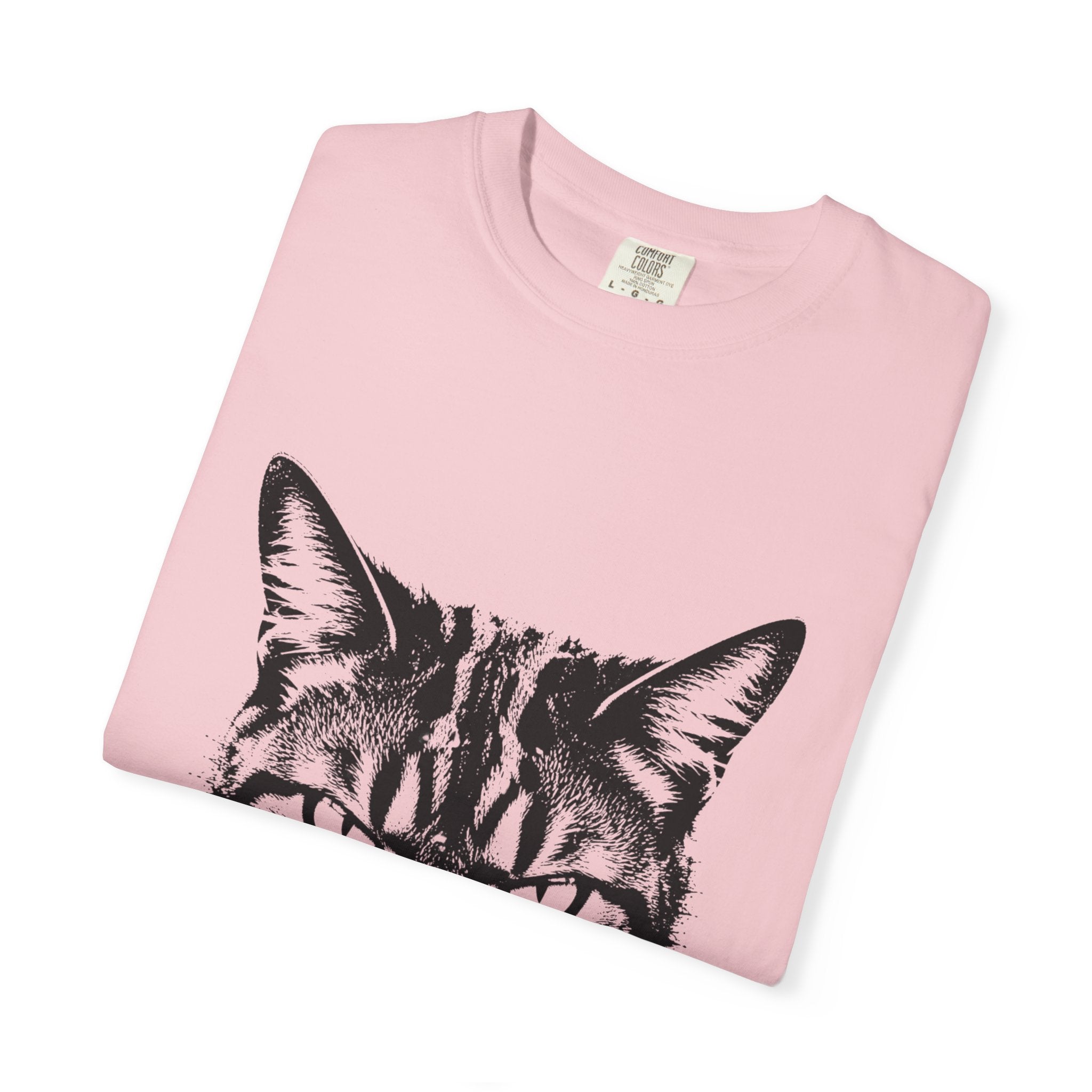 Tabby Cat Ink Portrait T-Shirt — Monochrome Fierce Cat Graphic