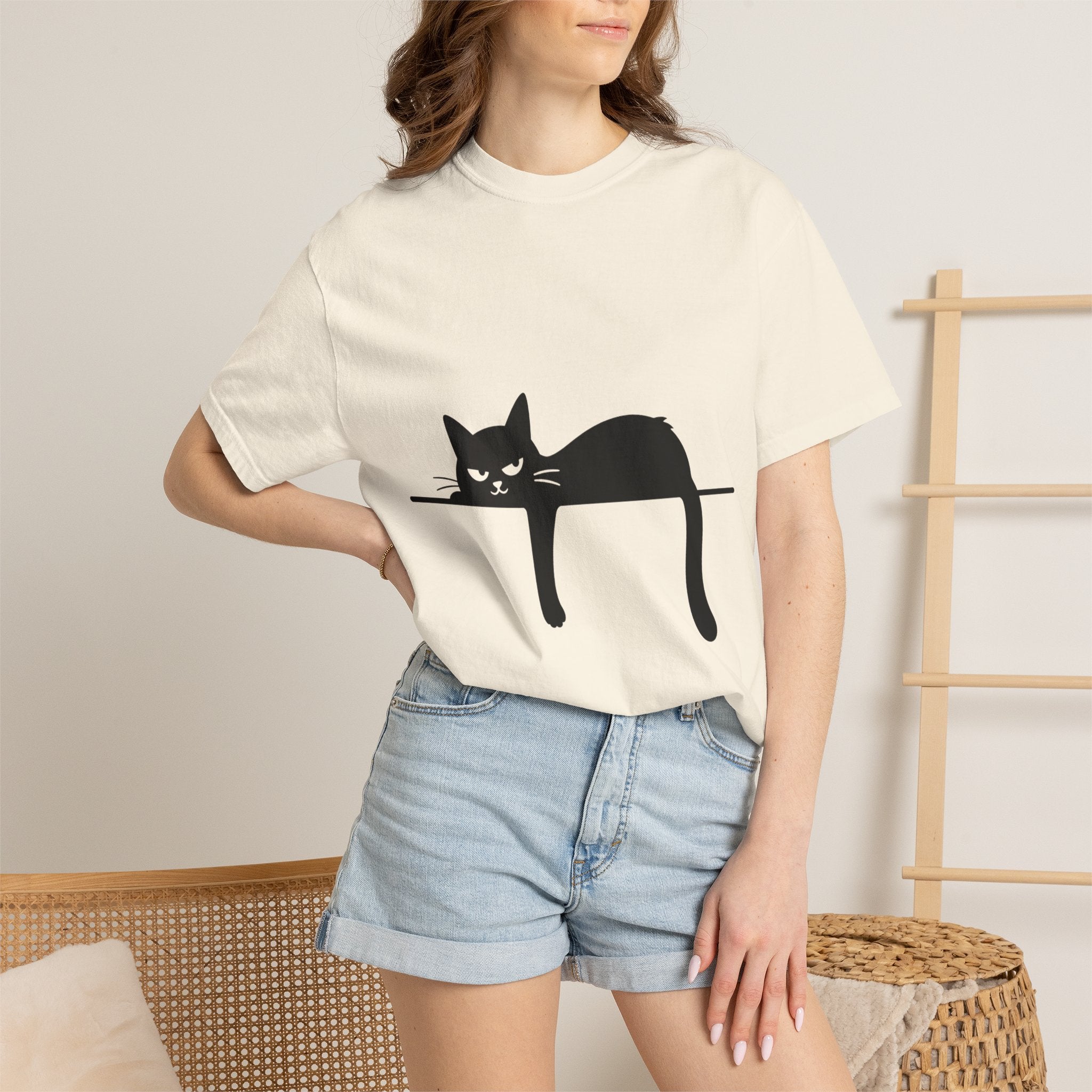 Grumpy Black Cat Silhouette T-Shirt