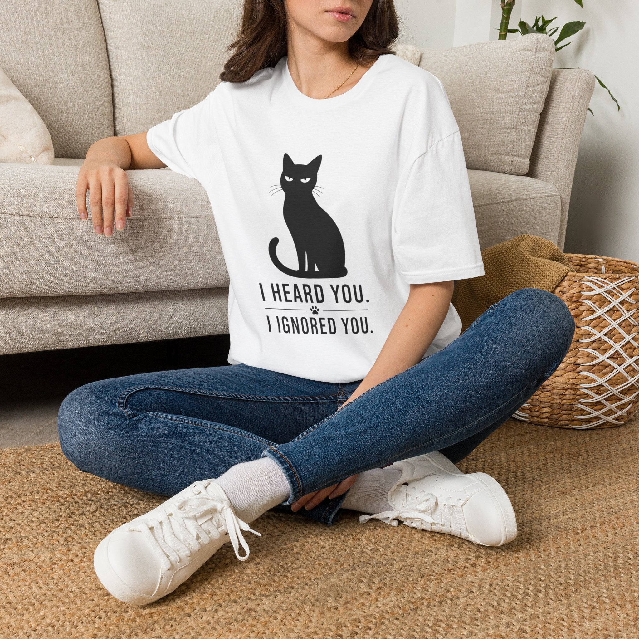 Cat T-Shirt — "I Heard You. I Ignored You." Funny Black Cat Tee for Cat Lovers