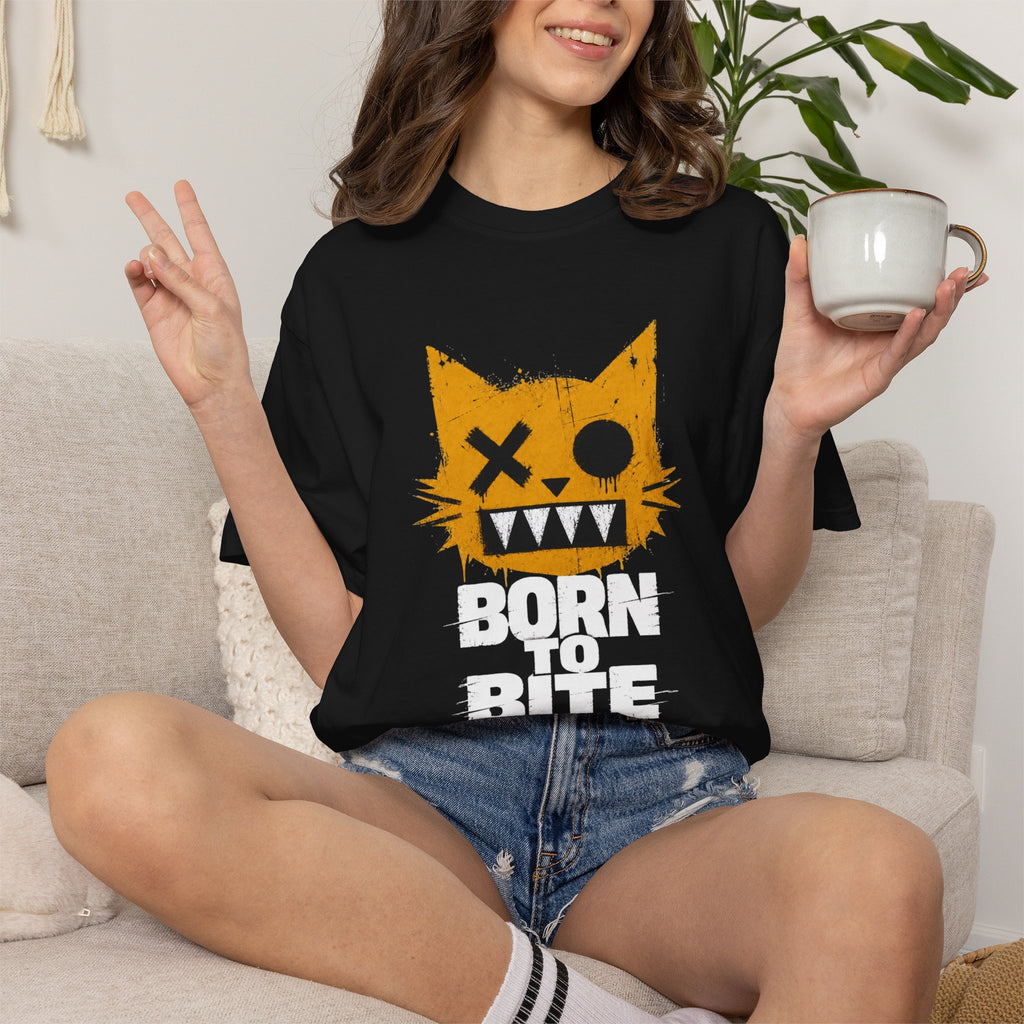 Born to Bite Cat T-Shirt — Graphic Halloween Horror Tee