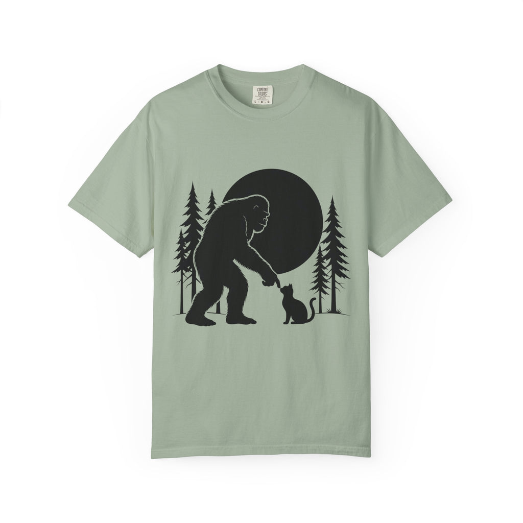 Bigfoot Boop T-Shirt — Minimal Sasquatch & Cat Silhouette Tee