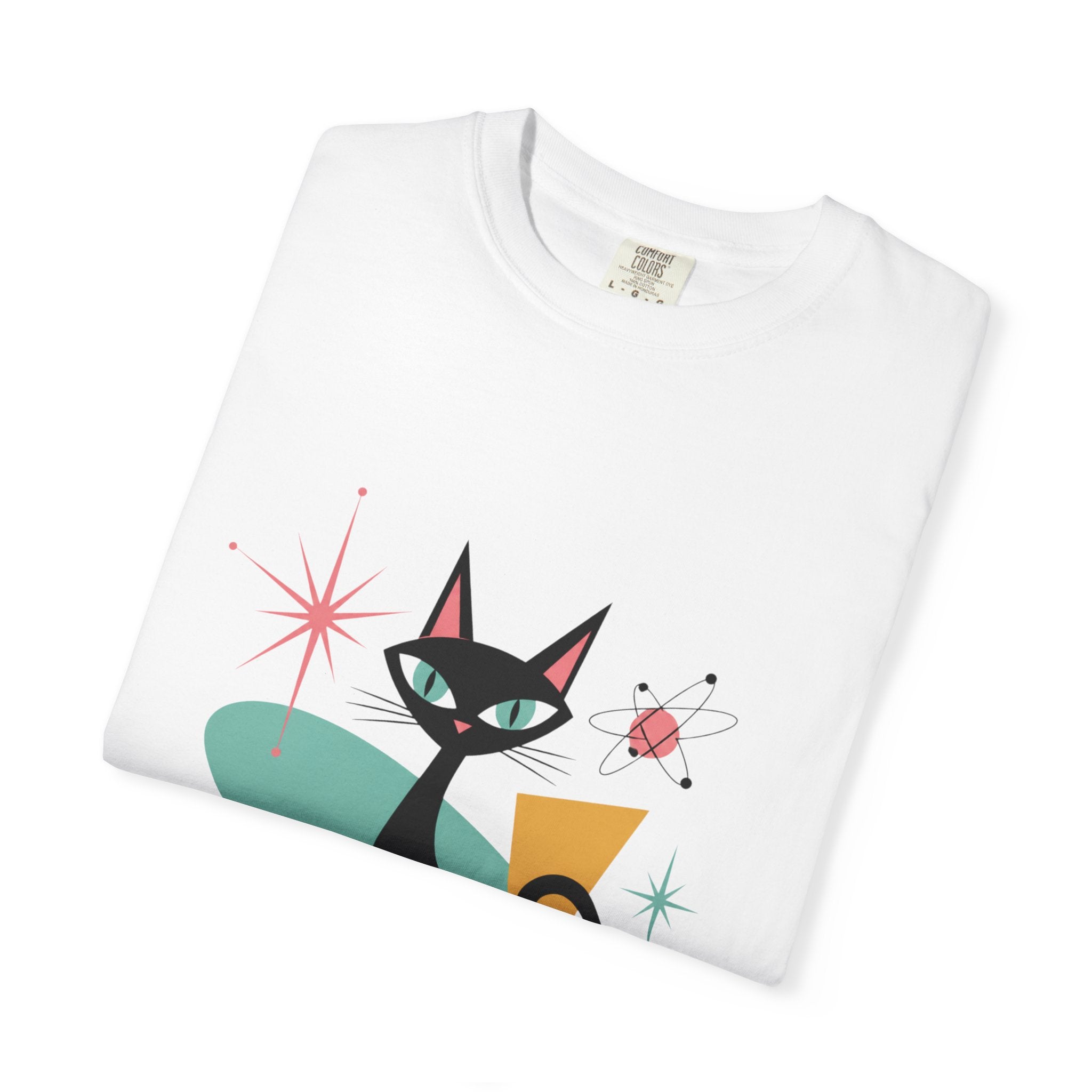 Retro Atomic Black Cat T-Shirt — 1950s Mid-Century Modern Graphic
