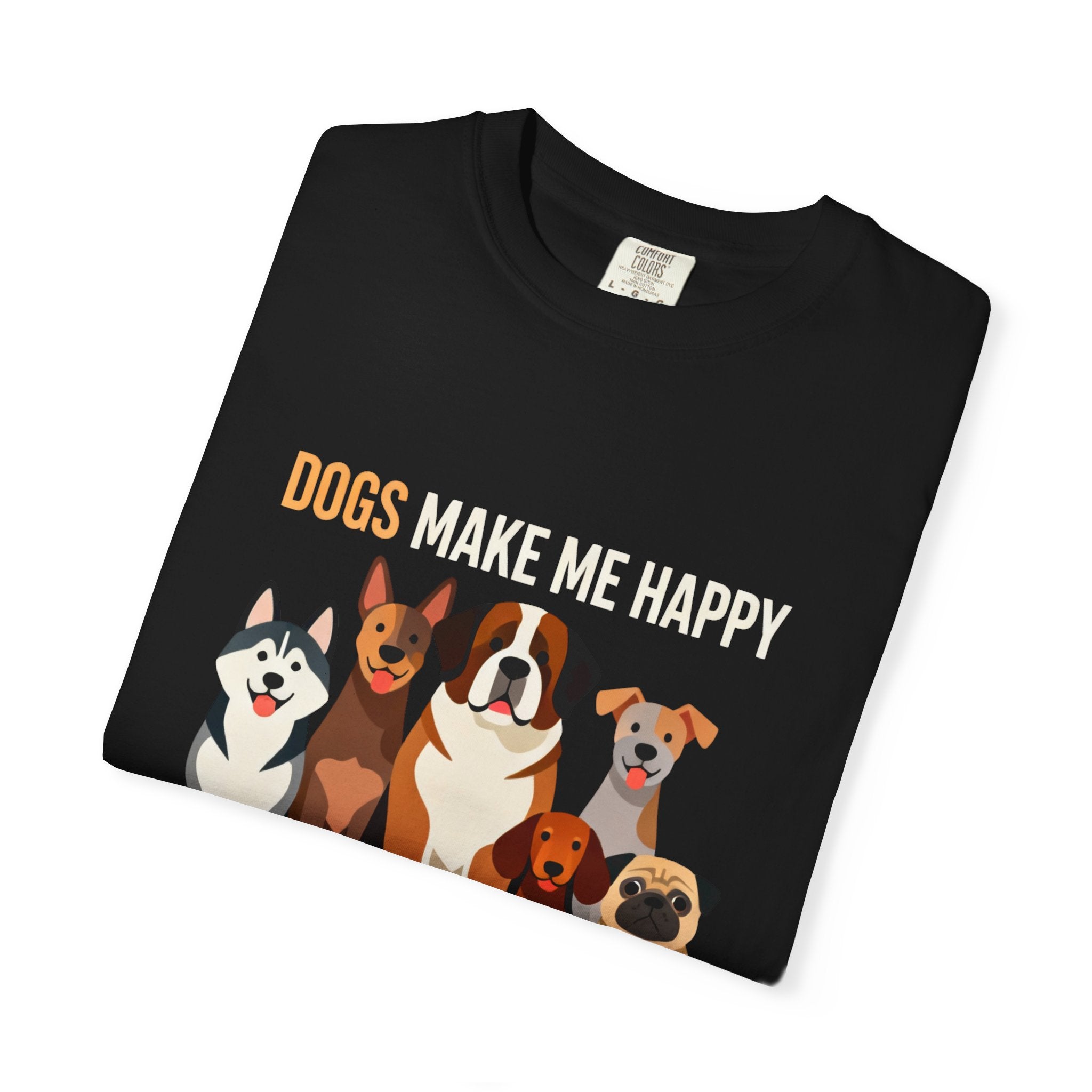 Dogs Make Me Happy T-Shirt — Cute Cartoon Dogs Graphic Tee