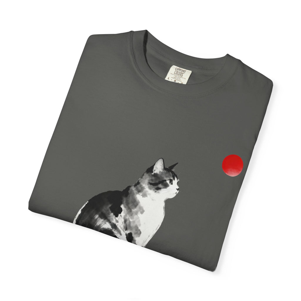 Sumi-e Tabby Cat T-Shirt — Minimalist Japanese Ink Wash Design