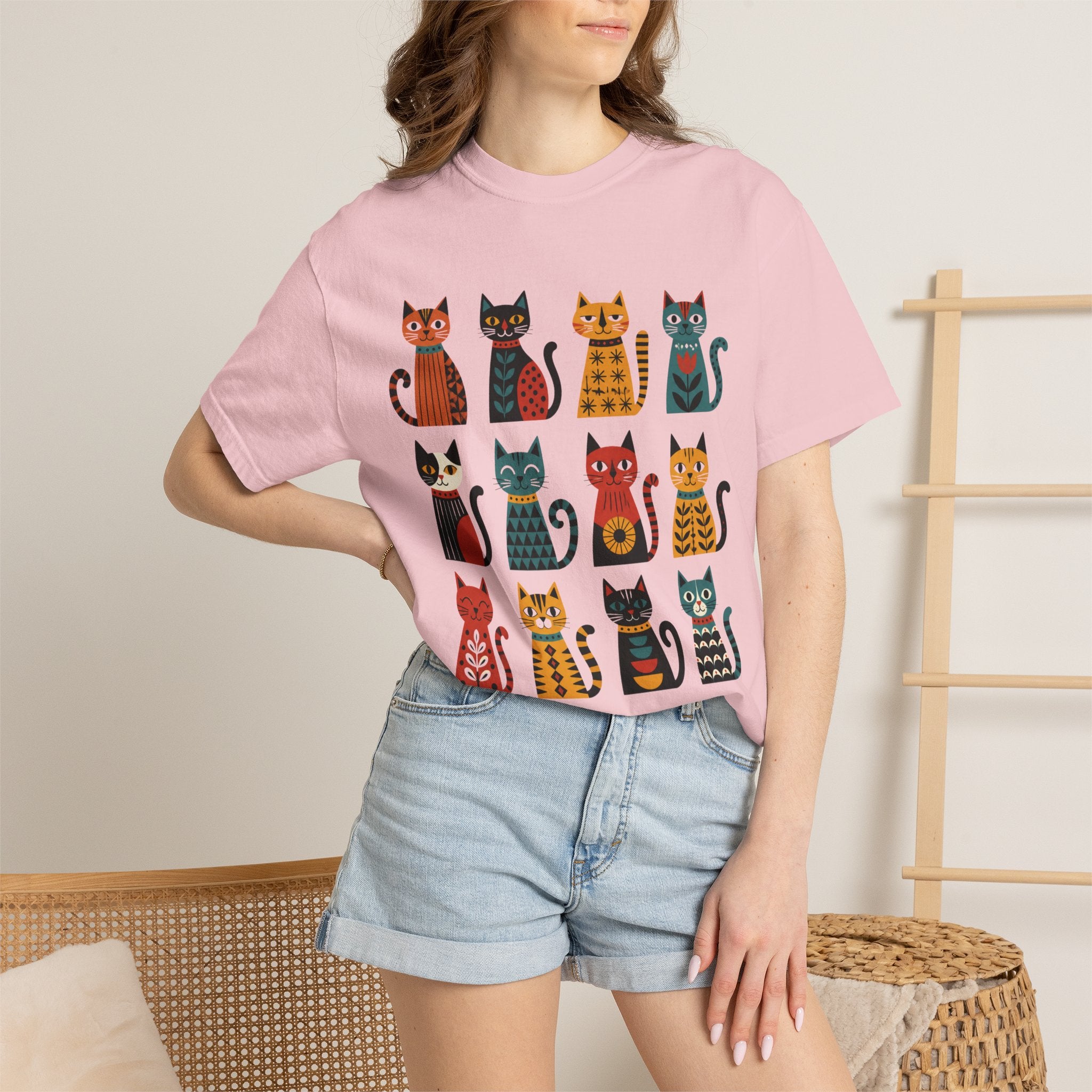 Nordic Folk Cats T-Shirt — 12 Scandinavian Patterned Cats