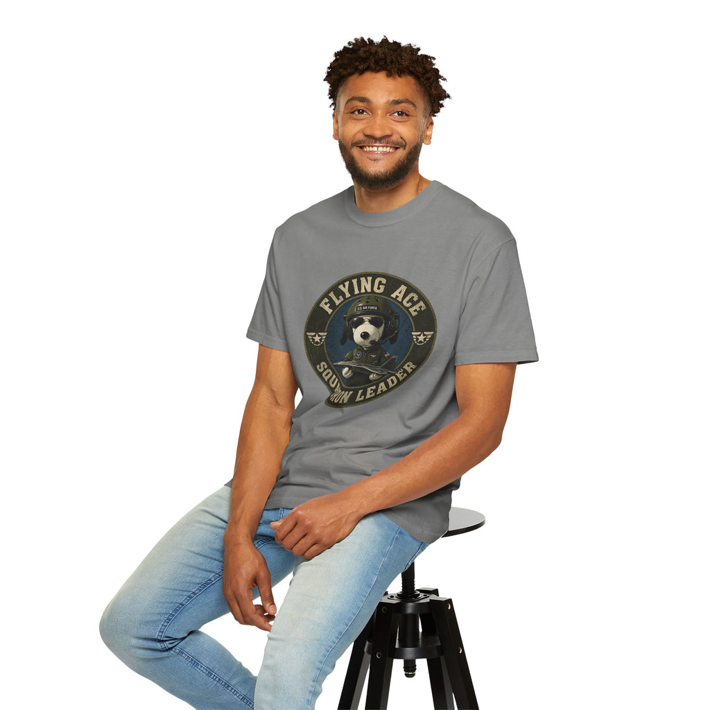 Flying Ace Squadron Leader T‑Shirt — Vintage Pilot Dog Graphic