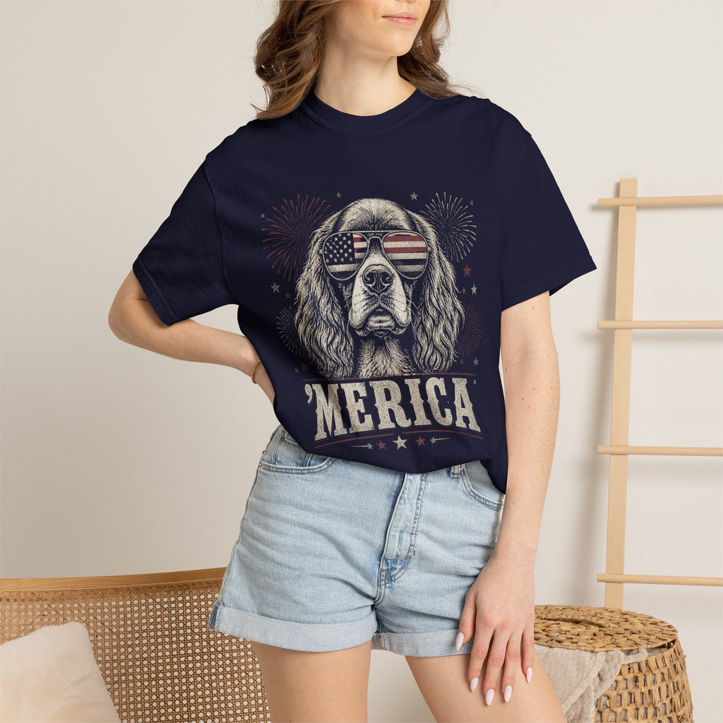 'MERICA Cocker Spaniel Aviator Sunglasses T-Shirt