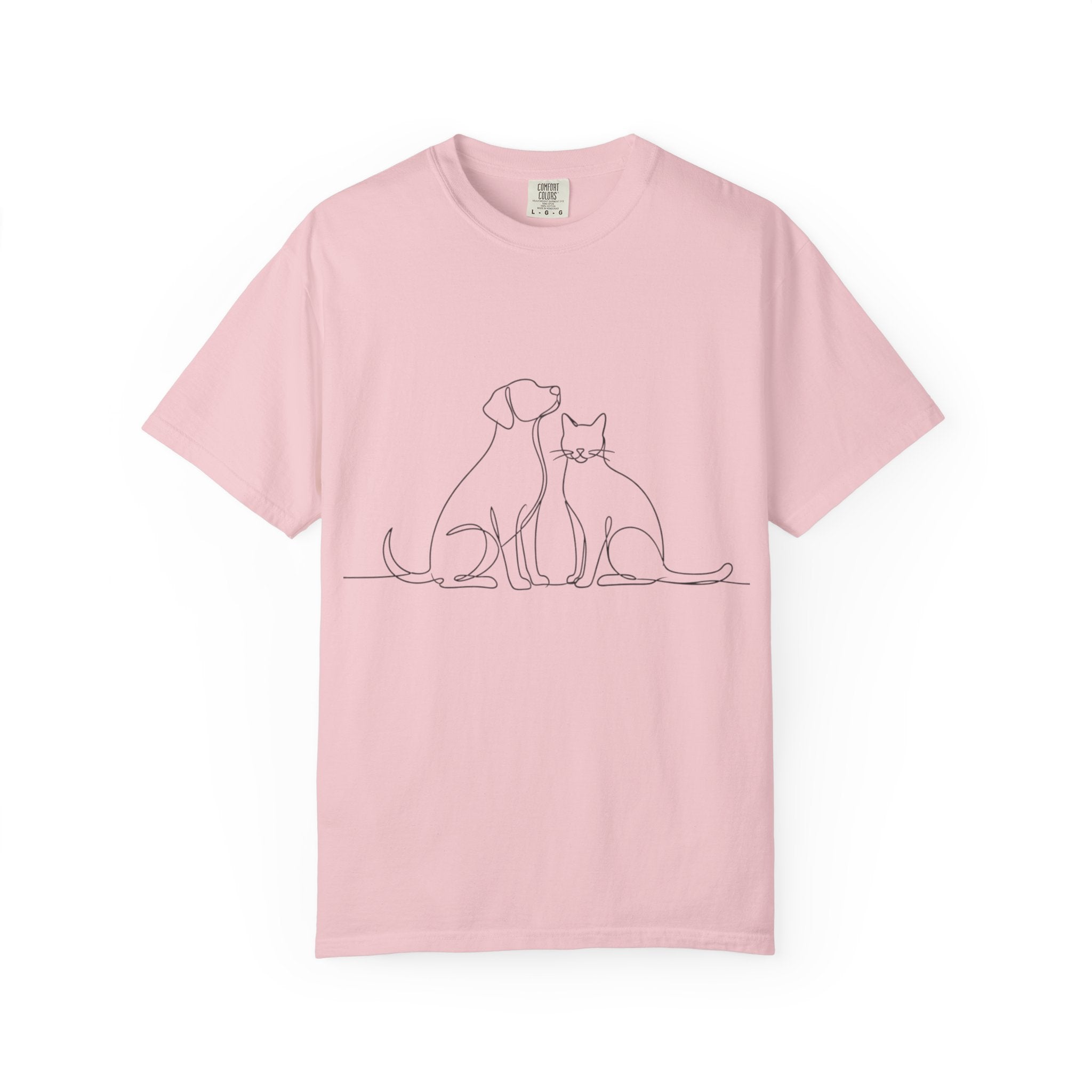 Minimal Single-Line Dog & Cat T-Shirt — Scandinavian Minimalist Pet Art