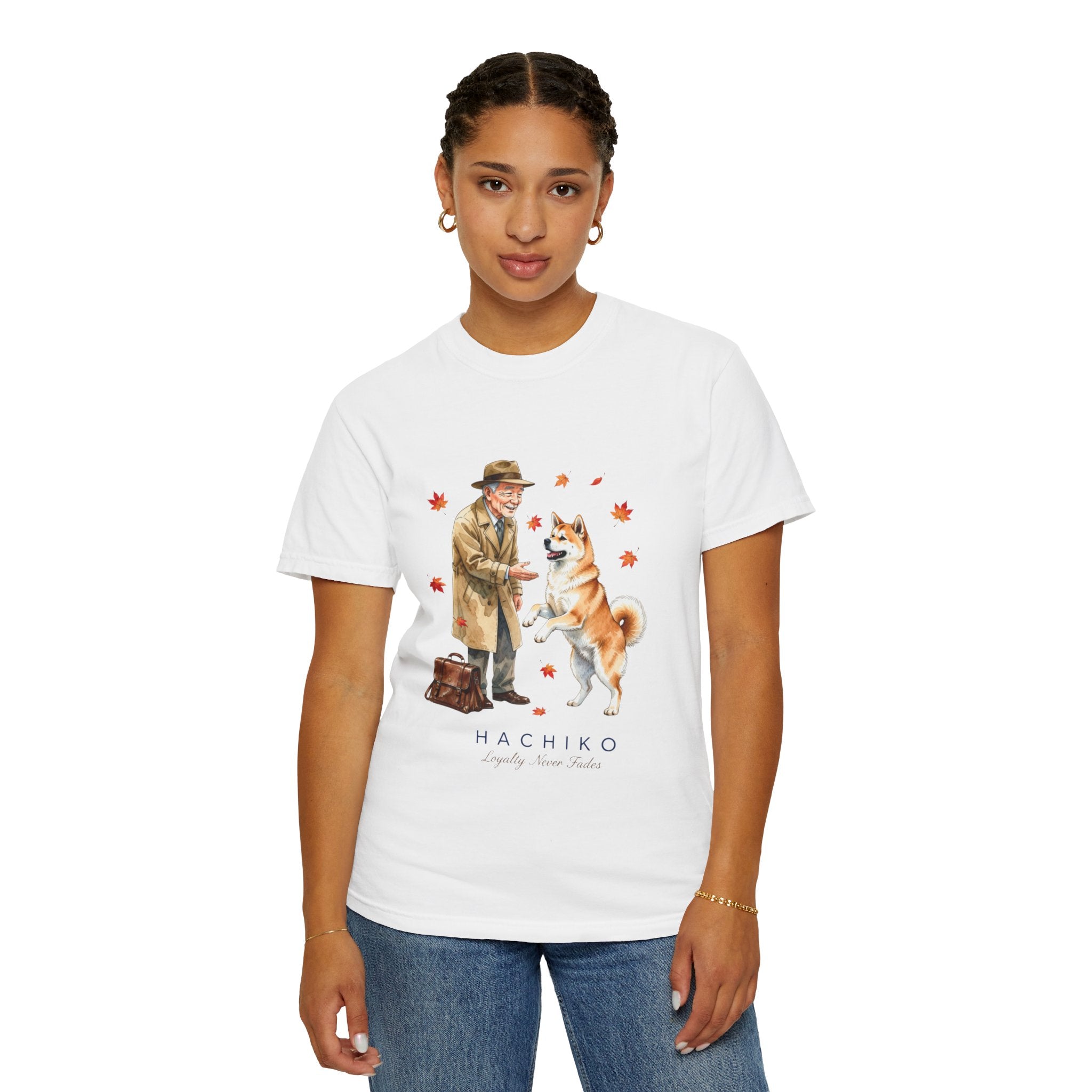 Hachiko Loyalty Tee — Heartwarming Dog & Old Man Illustration T-Shirt