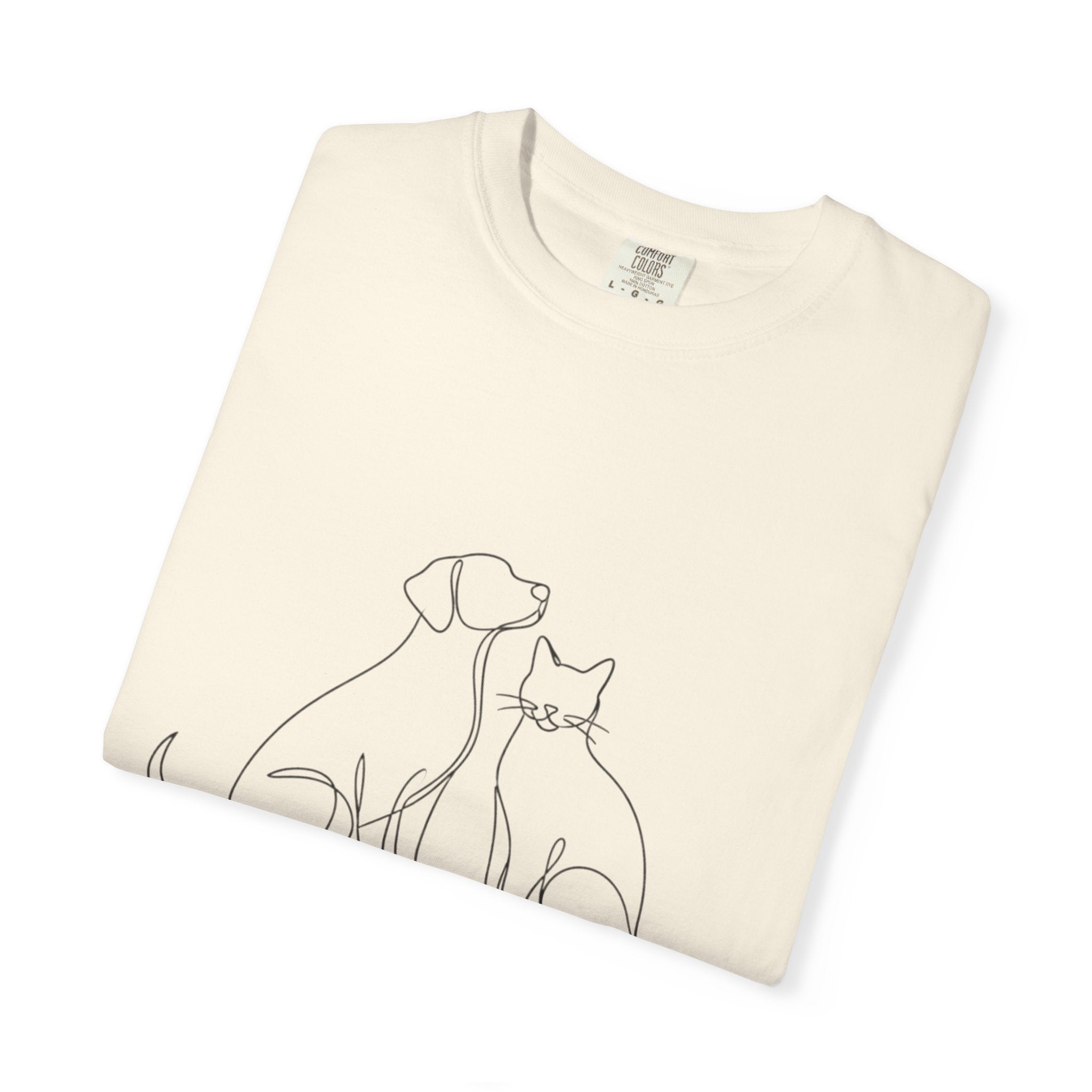 Minimal Single-Line Dog & Cat T-Shirt — Scandinavian Minimalist Pet Art