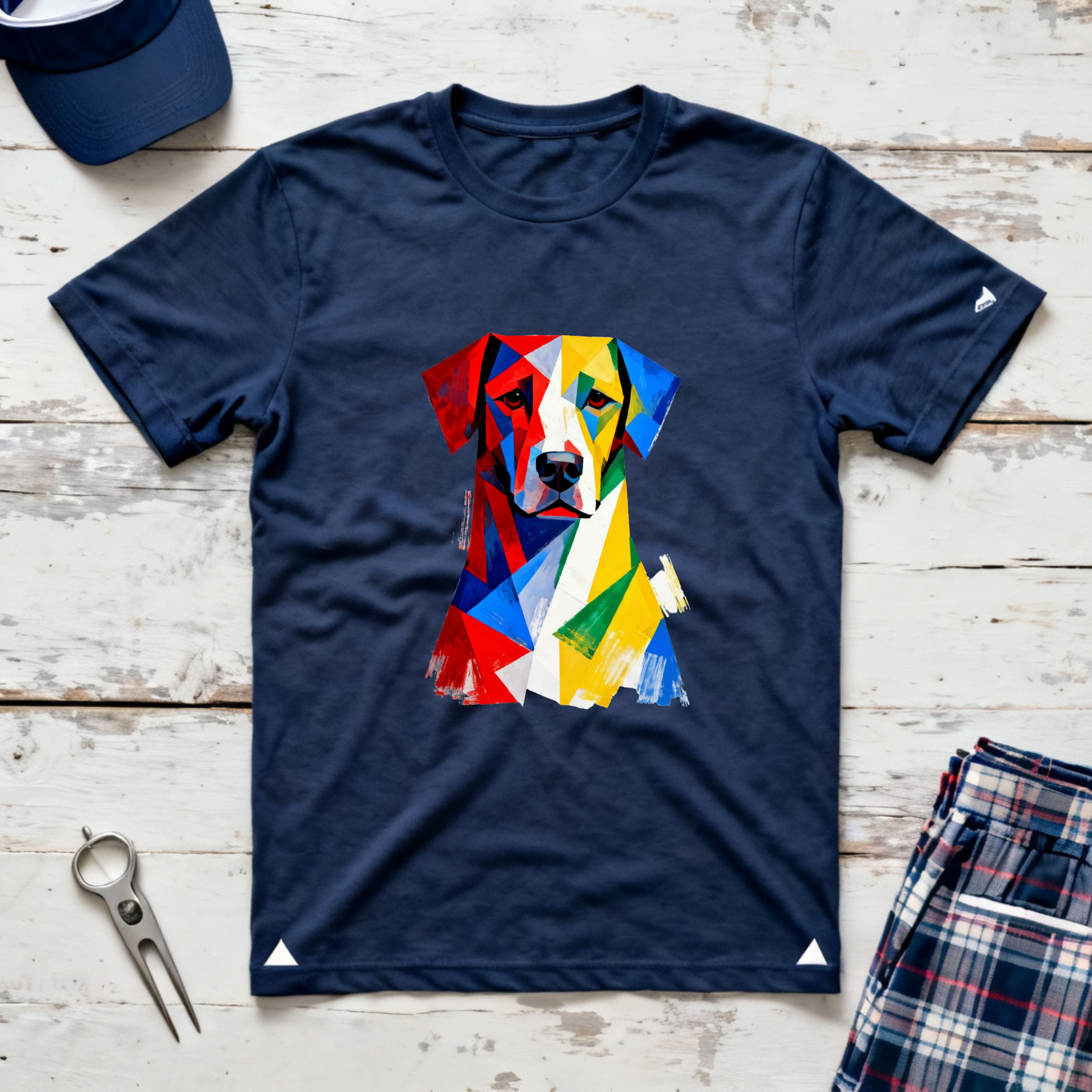 Noble Hound Geometric Dog T-Shirt — Vibrant Low-Poly Pop Art